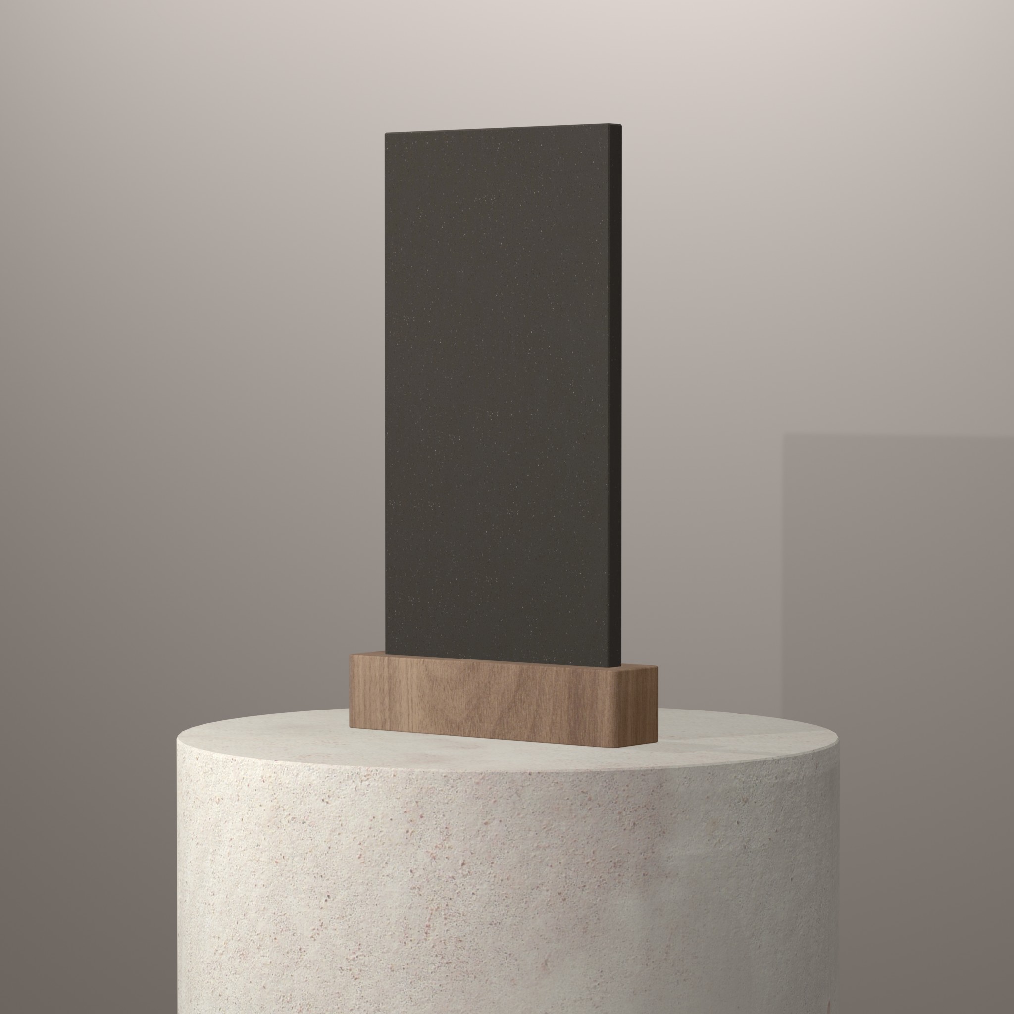Rendu 3D du coloris Deep Mink en Resine Corian sur piédestal