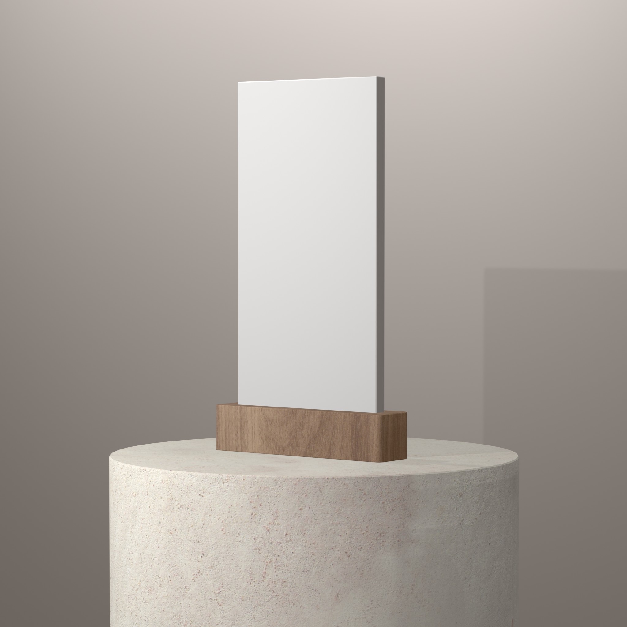 Rendu 3D du coloris Designer White sur piédestal