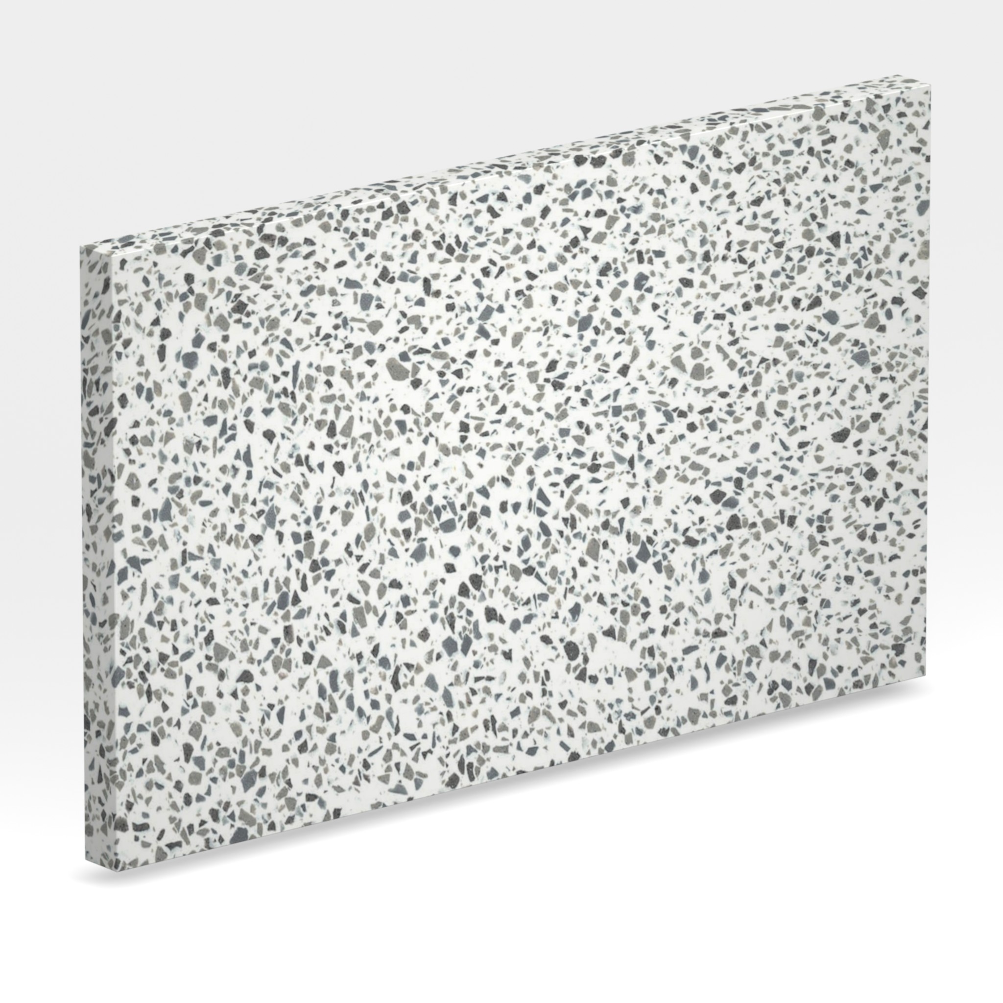 Rendu 3D de la tranche du coloris Domino Terrazzo en Resine Corian