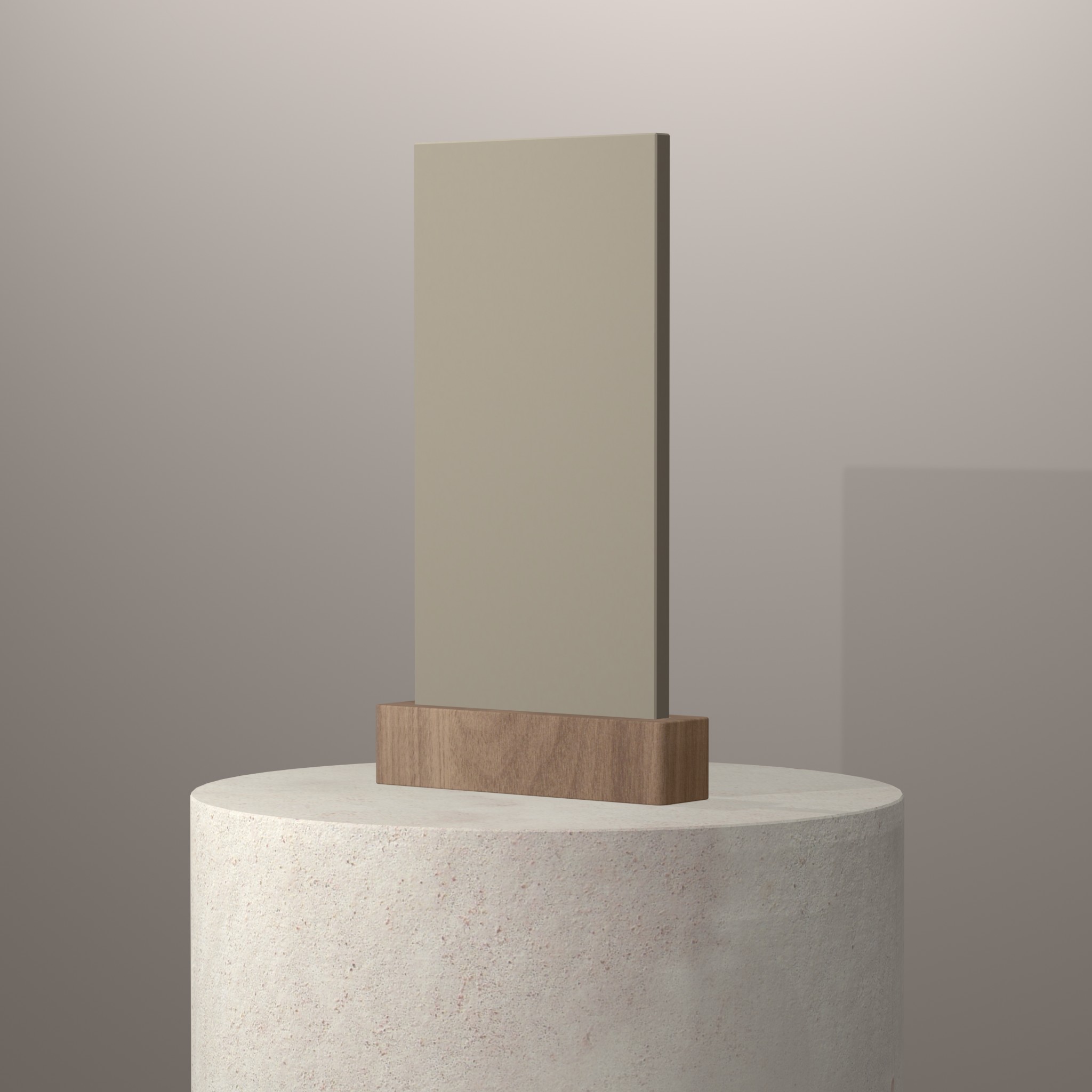 Rendu 3D du coloris Elegant Gray sur piédestal