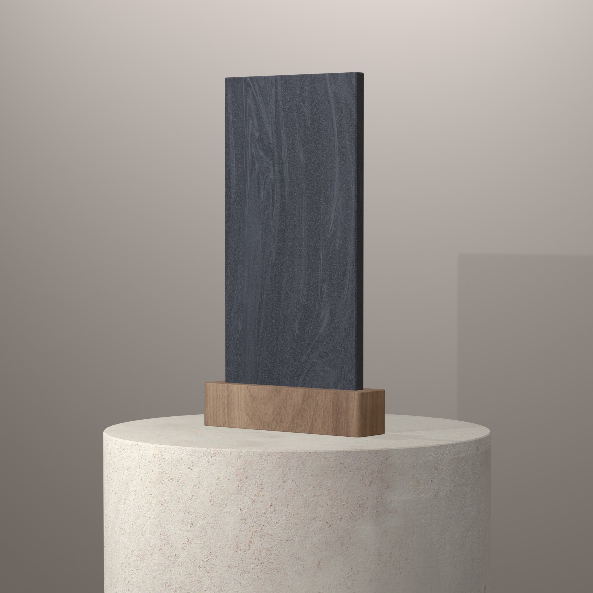Rendu 3D du coloris Evening Prima en Resine Corian sur piédestal