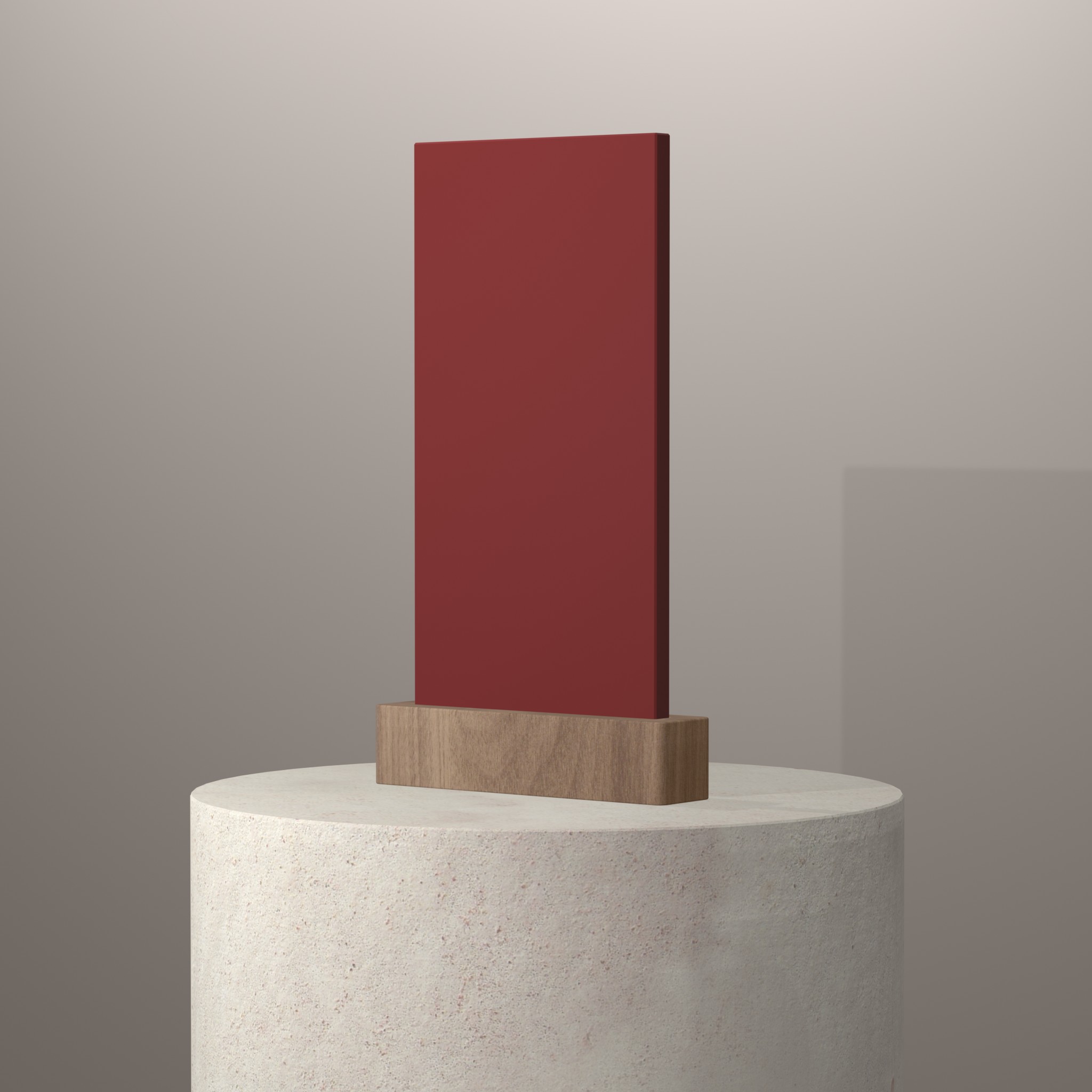 Rendu 3D du coloris Hot en Resine Corian sur piédestal