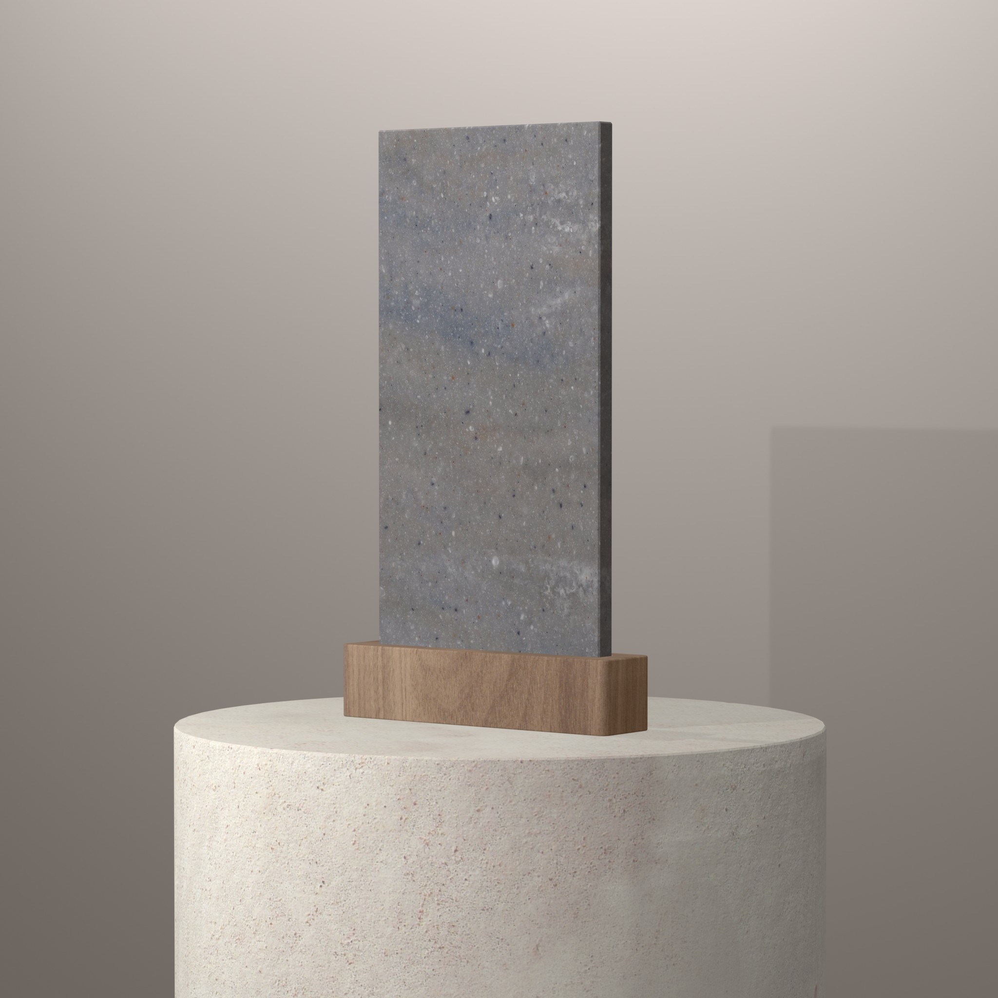 Rendu 3D du coloris Juniper en Resine Corian sur piédestal