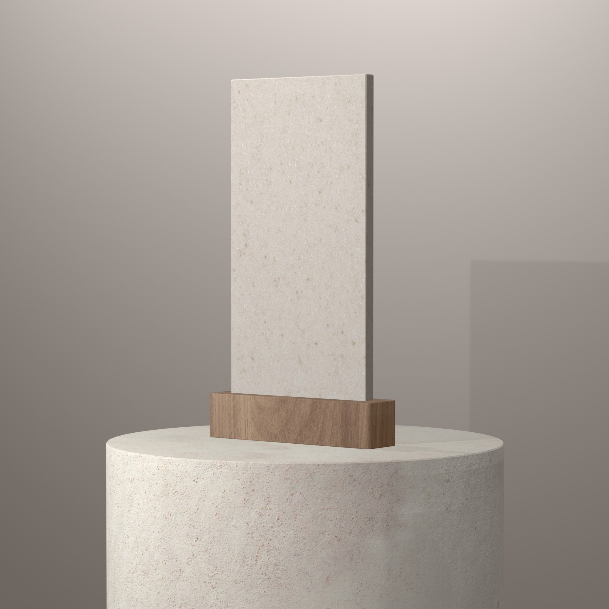 Rendu 3D du coloris Linen en Resine Corian sur piédestal