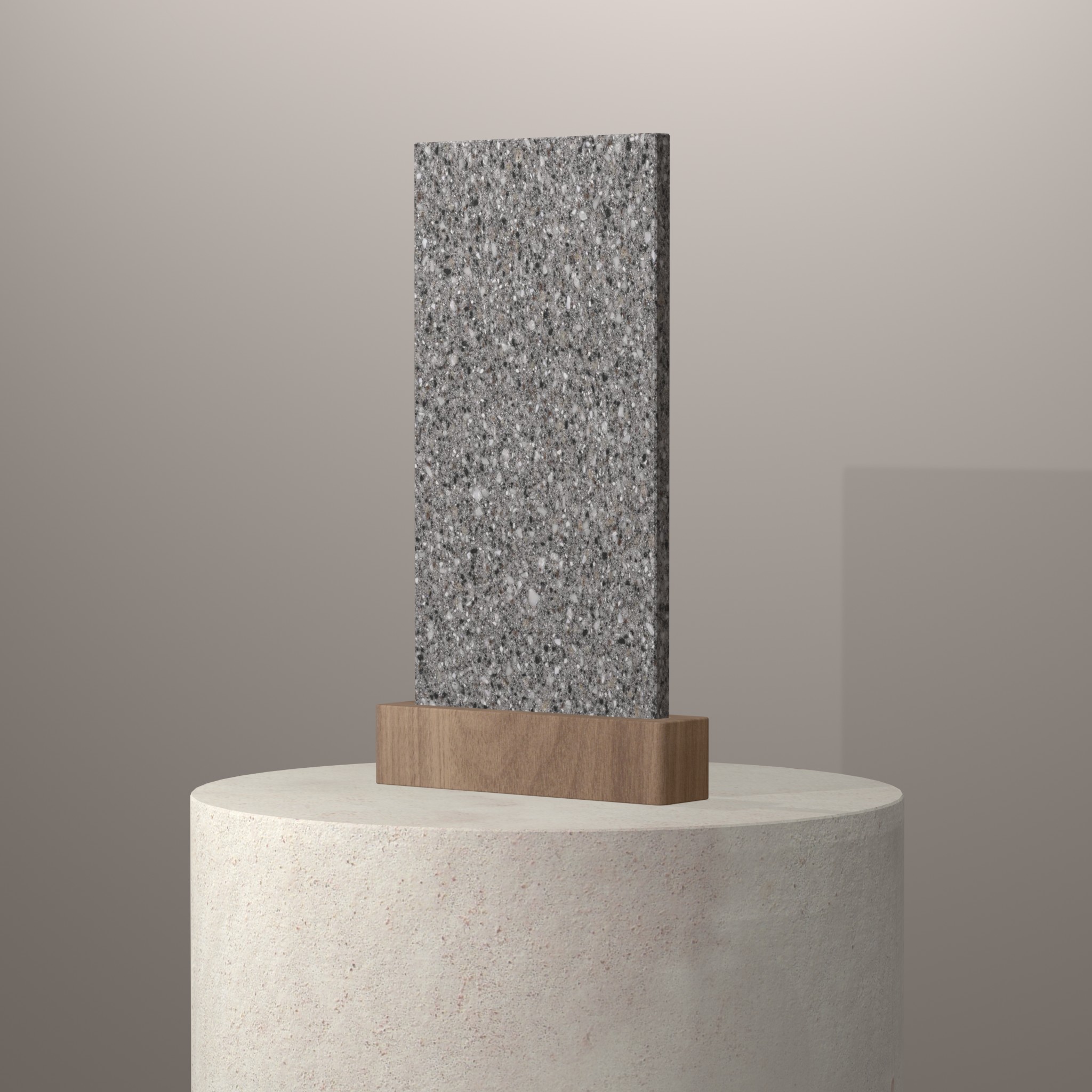 Rendu 3D du coloris Platinum en Resine Corian sur piédestal