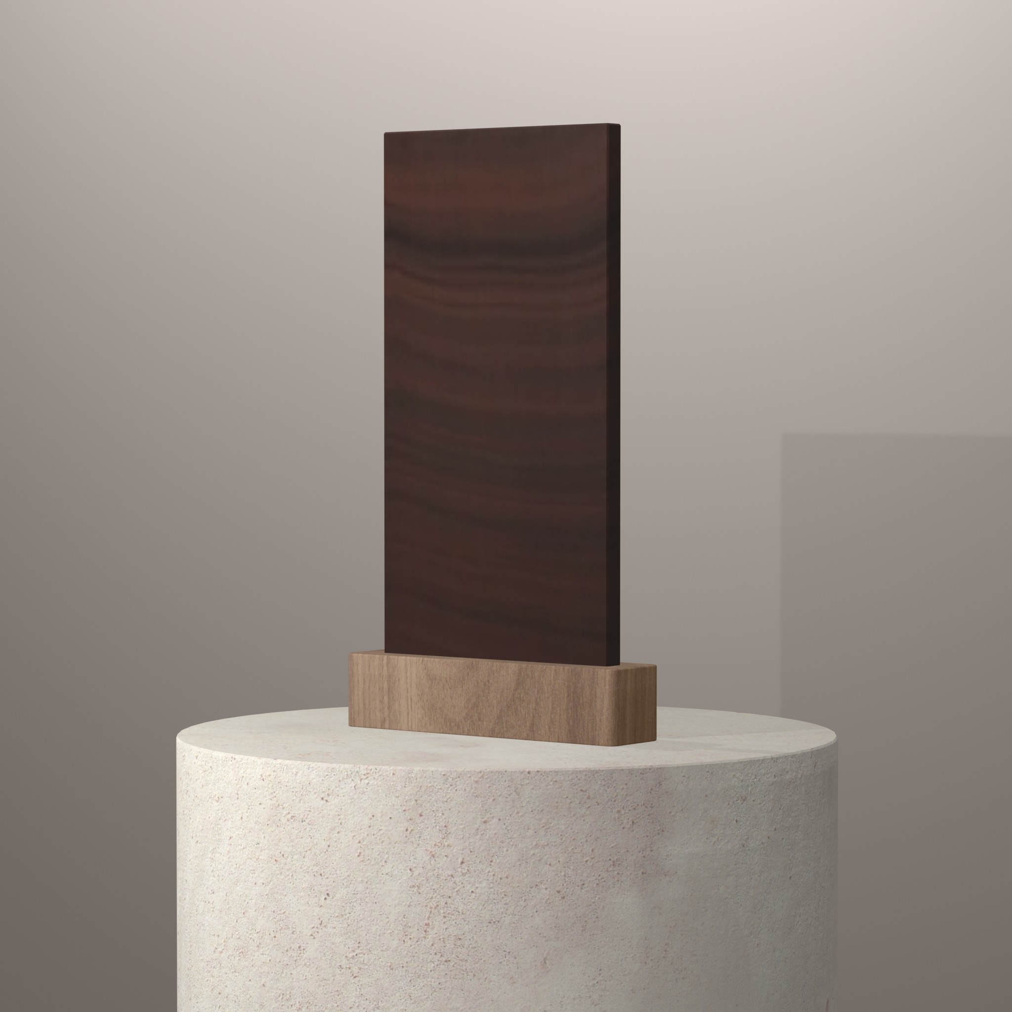 Rendu 3D du coloris Provence Nuwood en Resine Corian sur piédestal