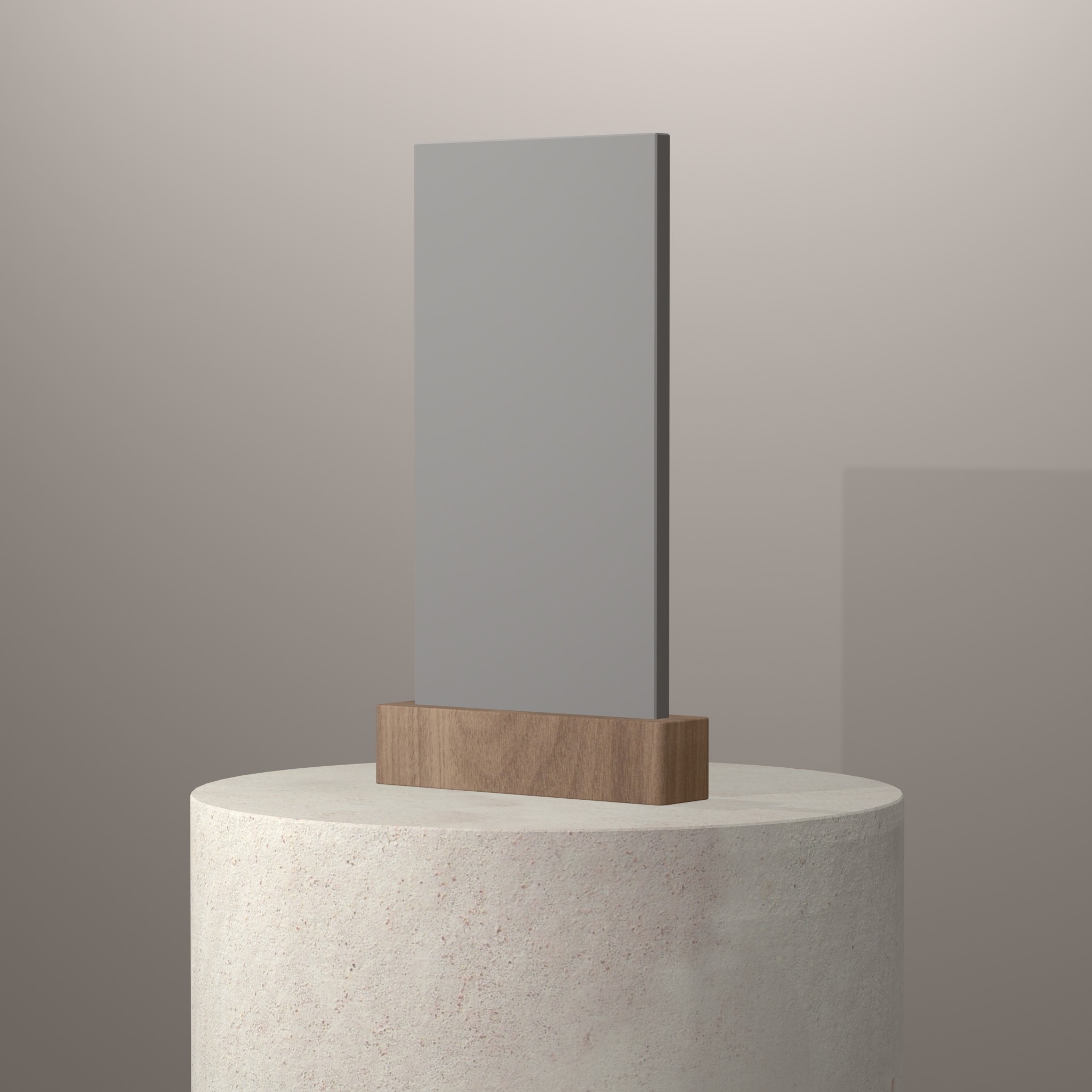Rendu 3D du coloris Silver Gray en Resine Corian sur piédestal