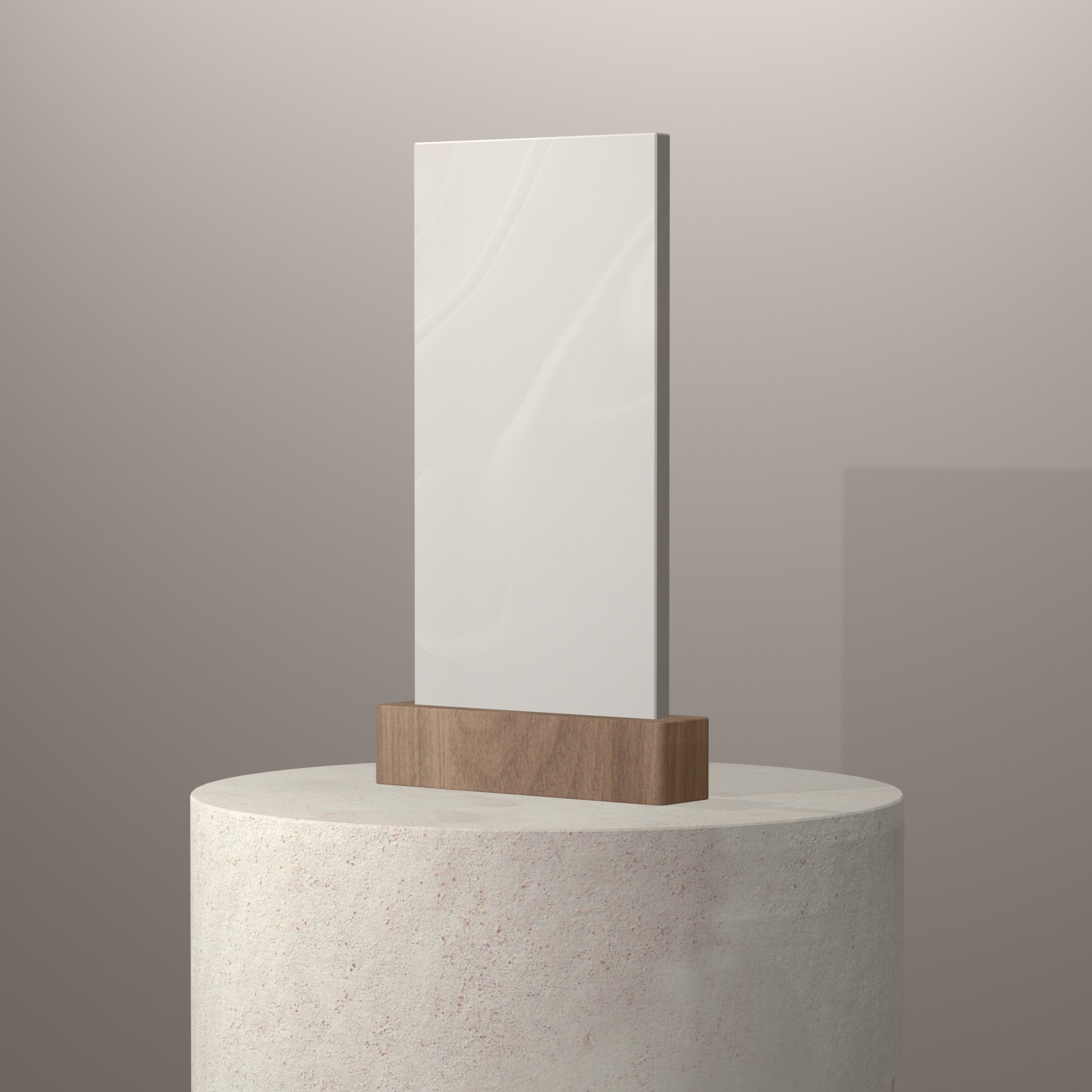 Rendu 3D du coloris Venaro White en Resine Corian sur piédestal