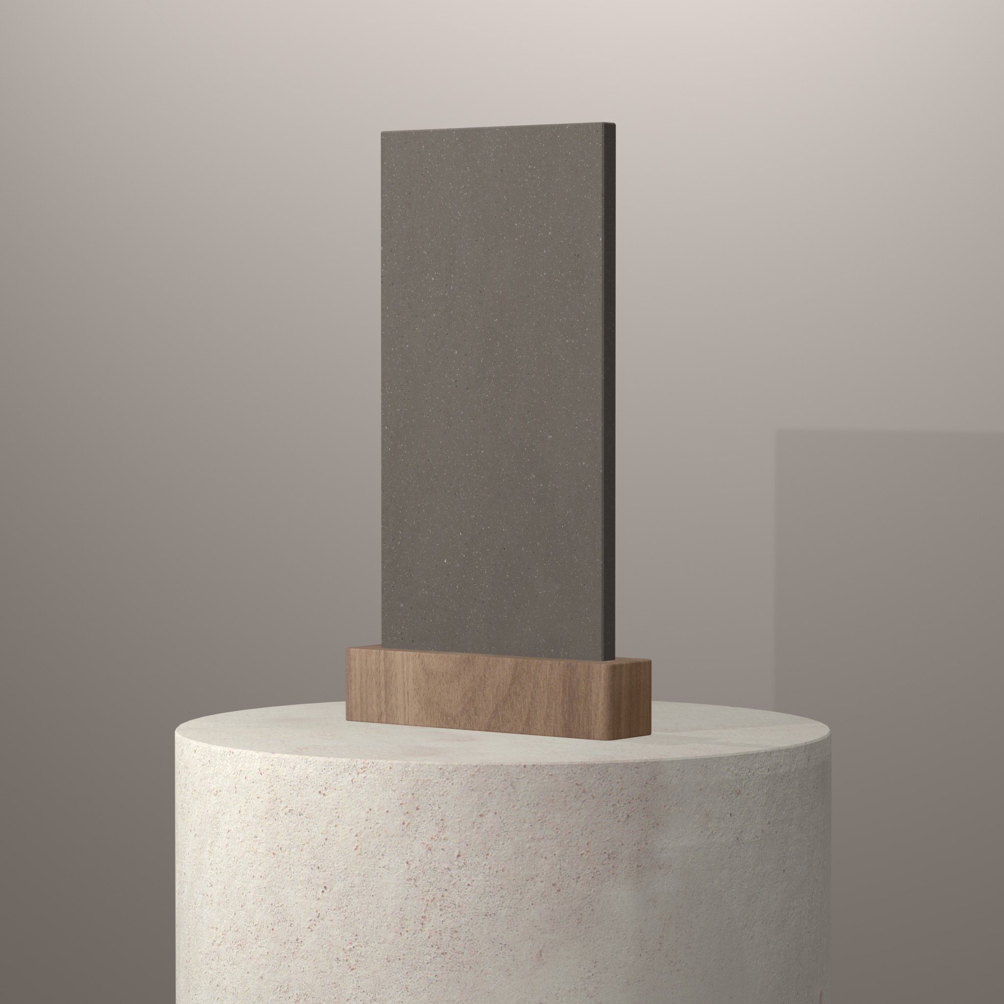 Rendu 3D du coloris Weathered Concrete sur piédestal