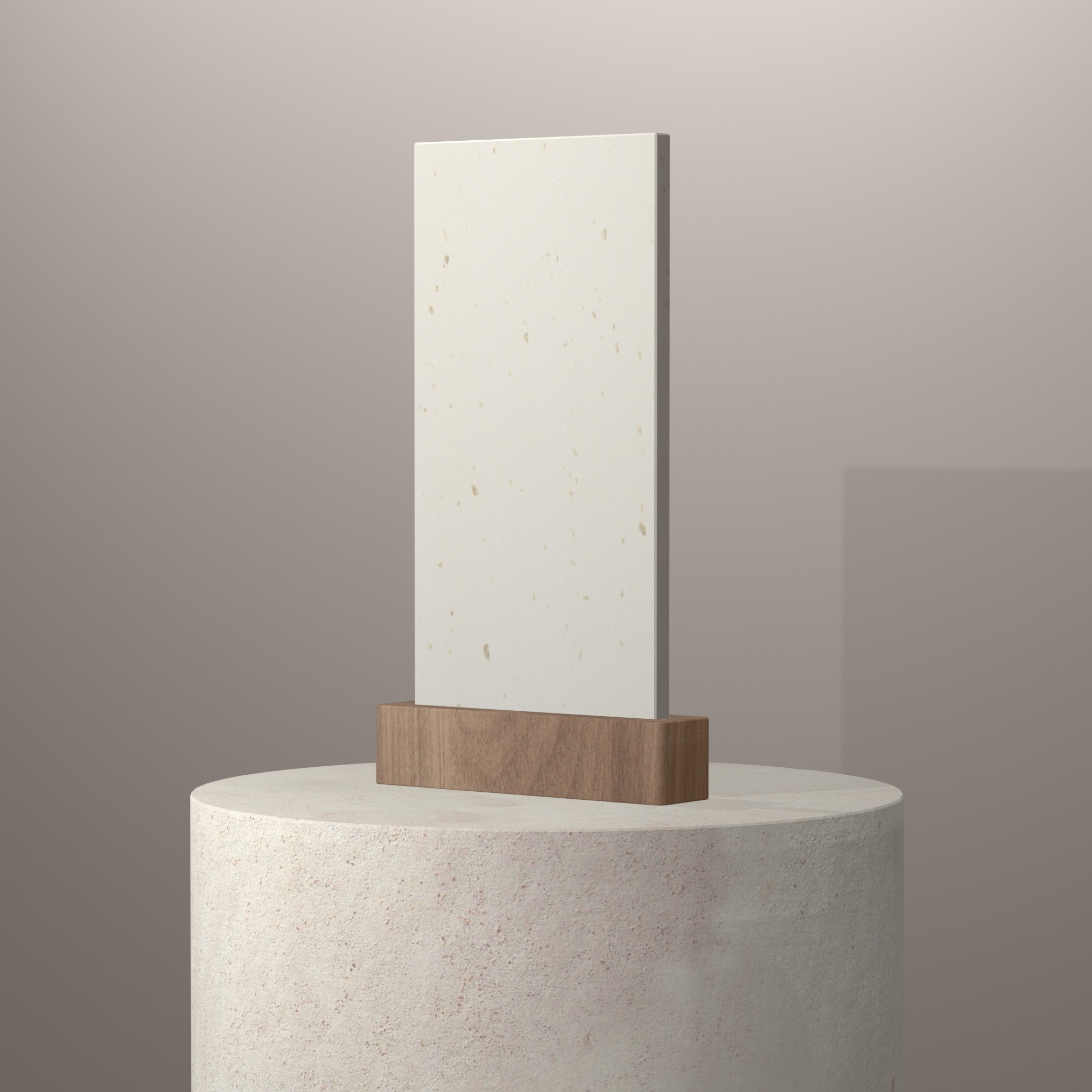 Rendu 3D du coloris White Jasmine en Resine Corian sur piédestal