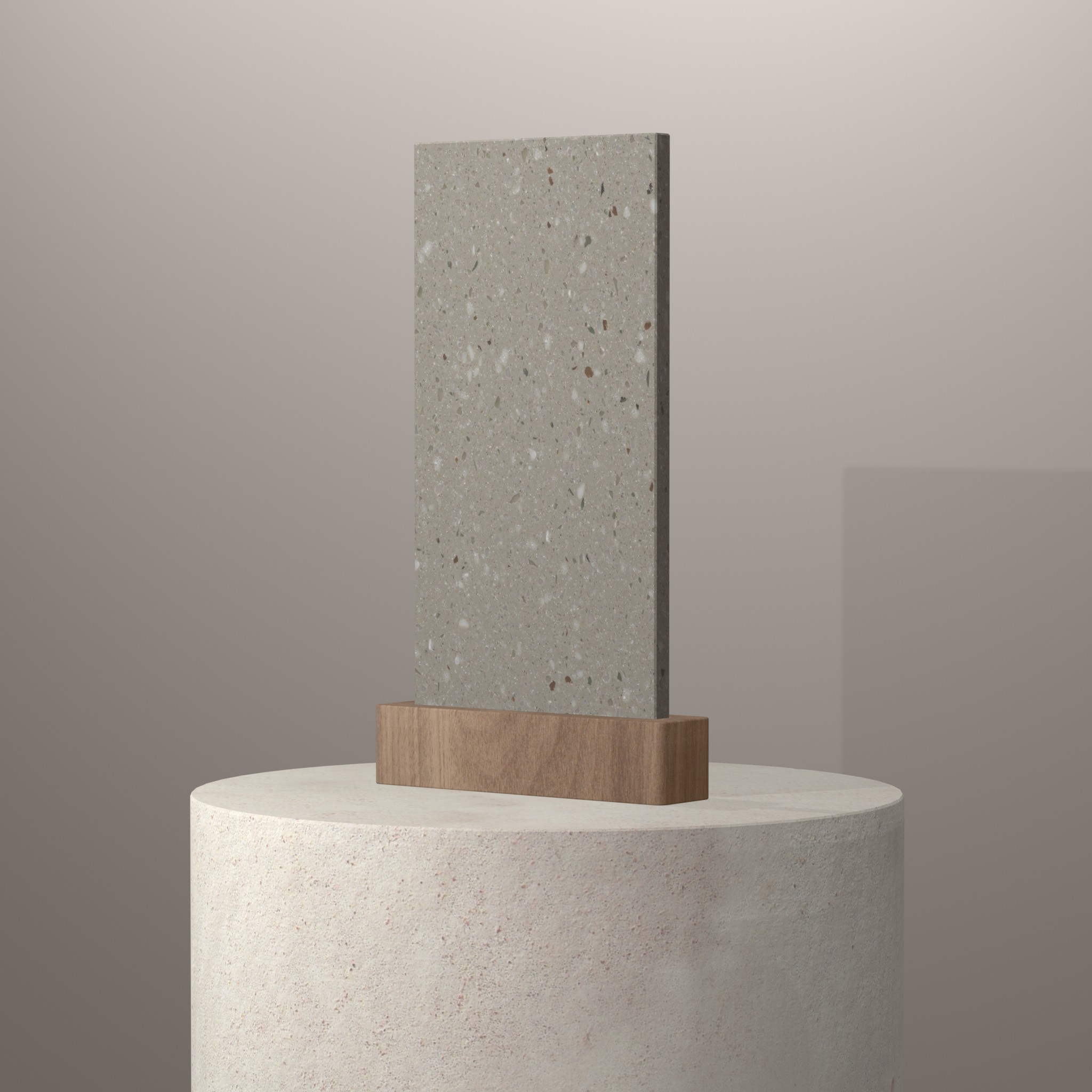 Rendu 3D du coloris Willow en Resine Corian sur piédestal