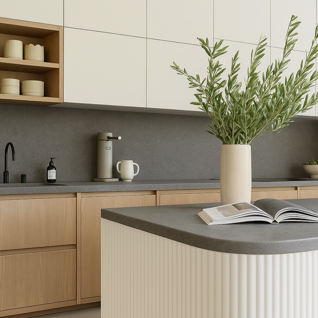 Réalisation n°3 du plan de travail Ash Aggregate en Resine Corian