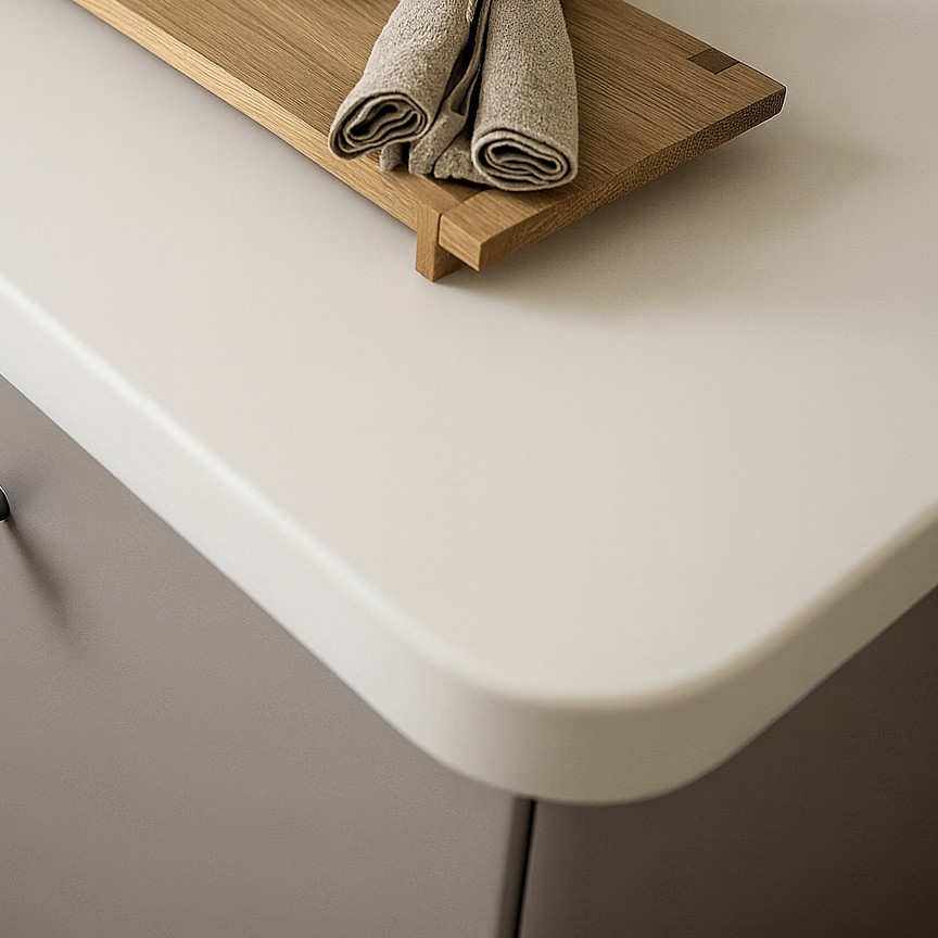 Réalisation n°1 du plan de travail Cameo White en Resine Corian