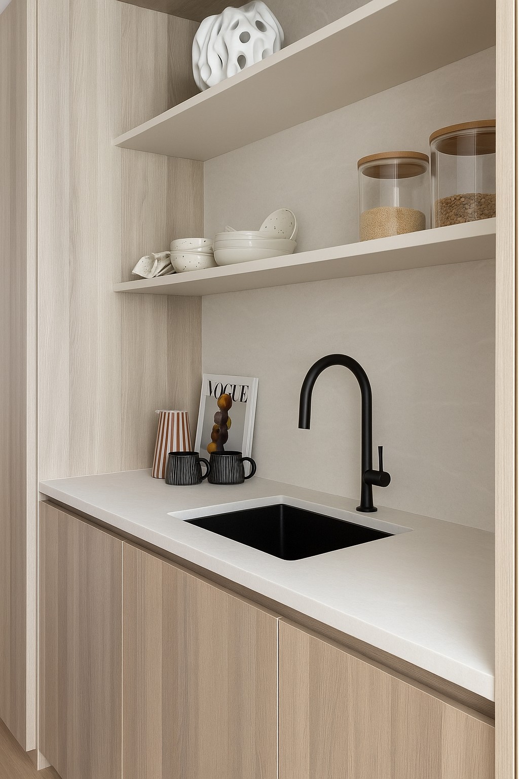 Réalisation n°1 du plan de travail Cirrus White en Resine Corian