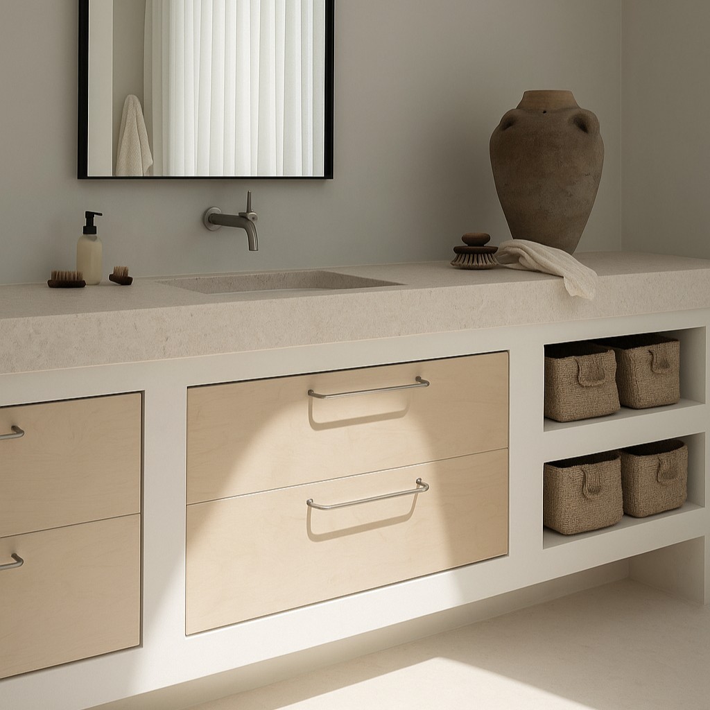 Réalisation n°1 du plan de travail Clam Shell en Resine Corian