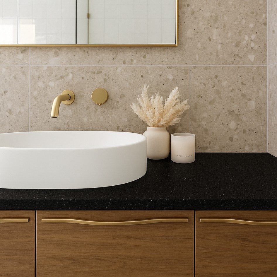 Réalisation n°2 du plan de travail Deep Night Sky en Resine Corian