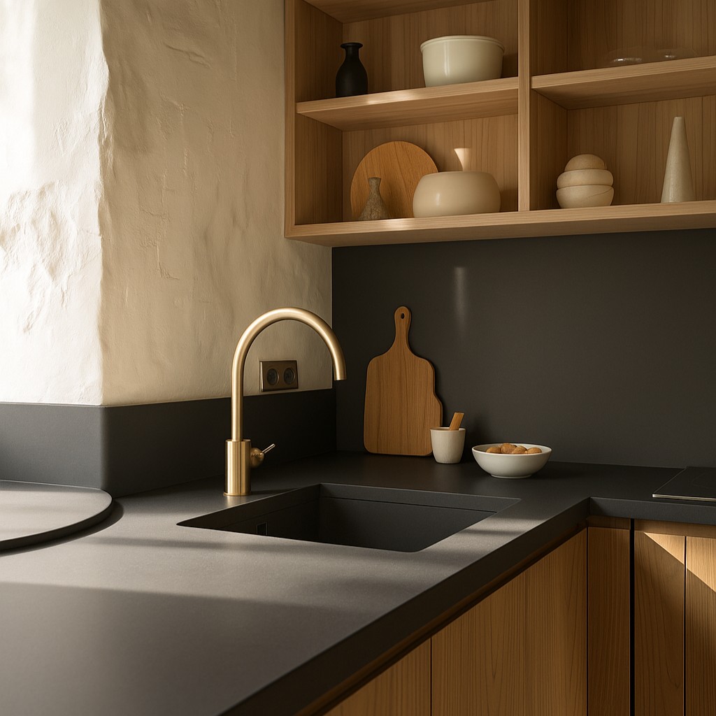 Réalisation n°2 du plan de travail Deep Titanium en Resine Corian
