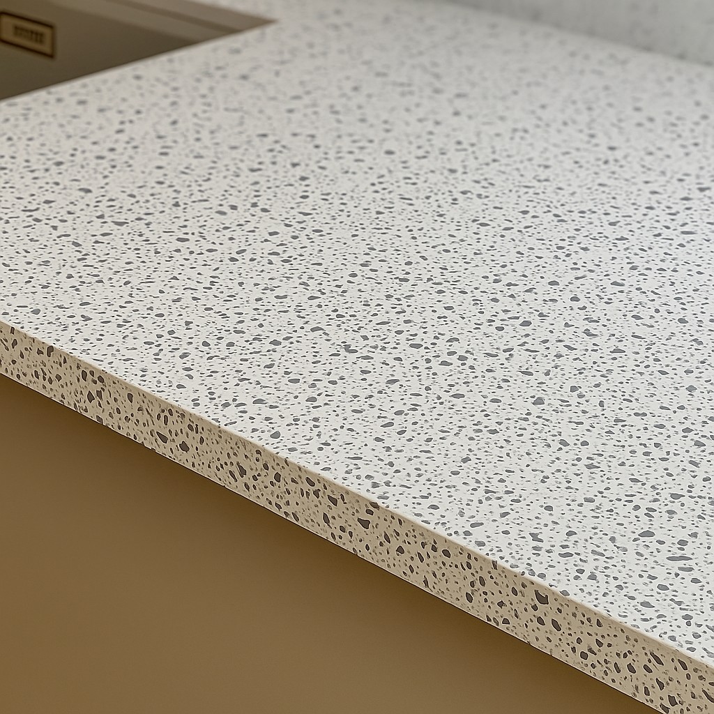 Réalisation n°2 du plan de travail Domino Terrazzo en Resine Corian