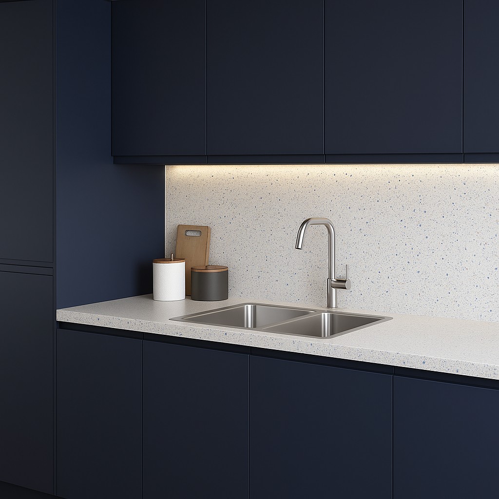 Réalisation n°1 du plan de travail Laguna Terrazzo en Resine Corian