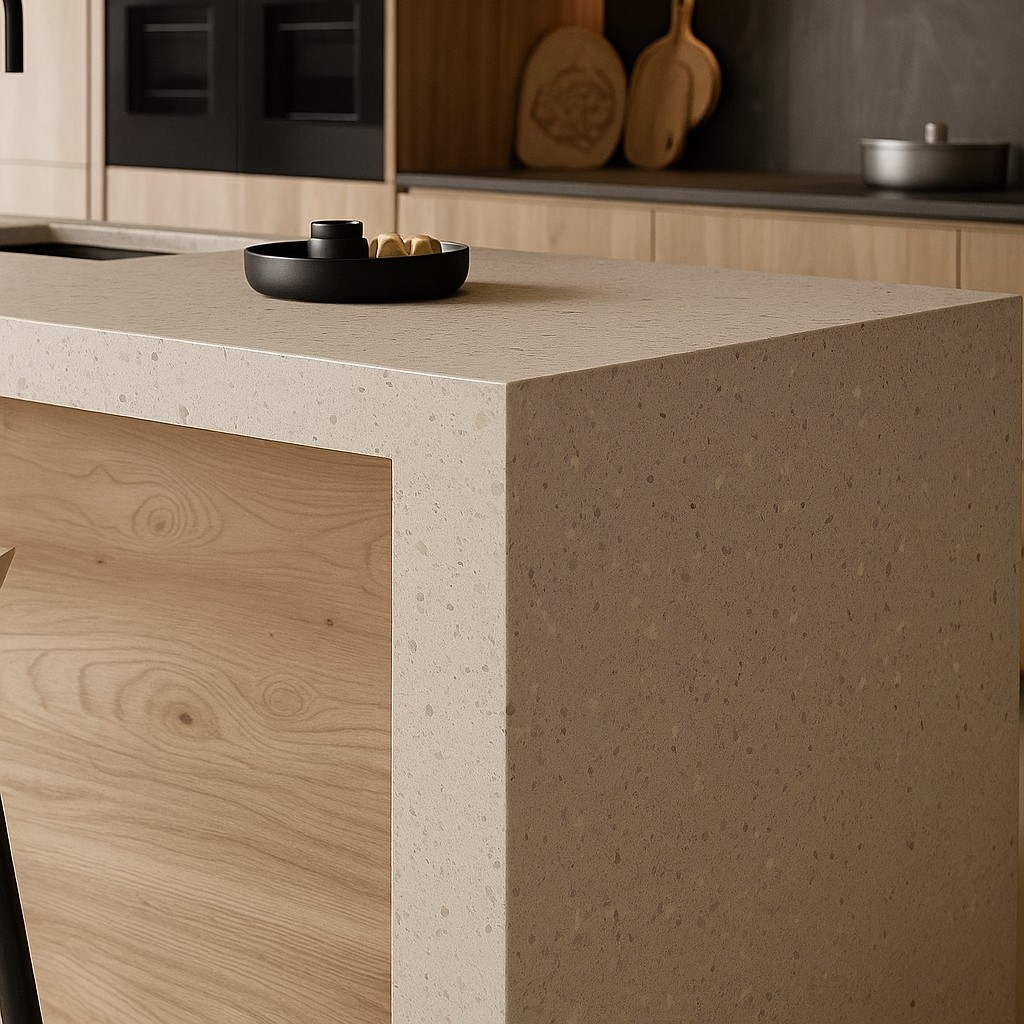 Réalisation n°2 du plan de travail Neutral Aggregate en Resine Corian