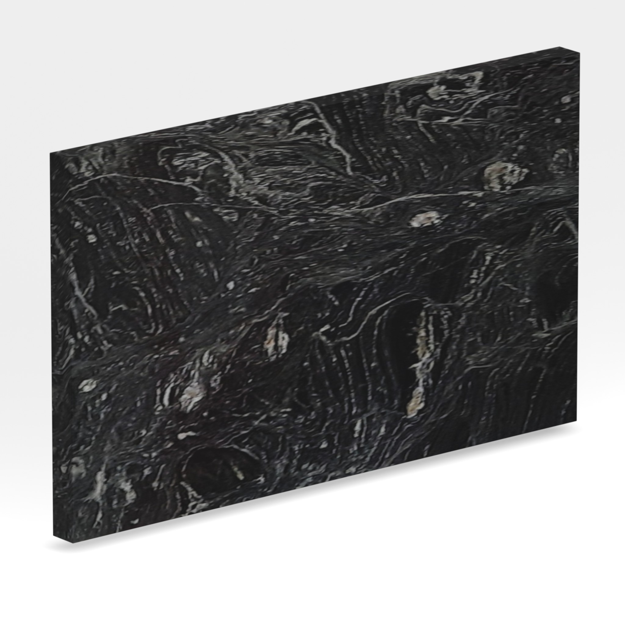 Rendu 3D de la tranche du coloris Noir Caos en Granit Texta