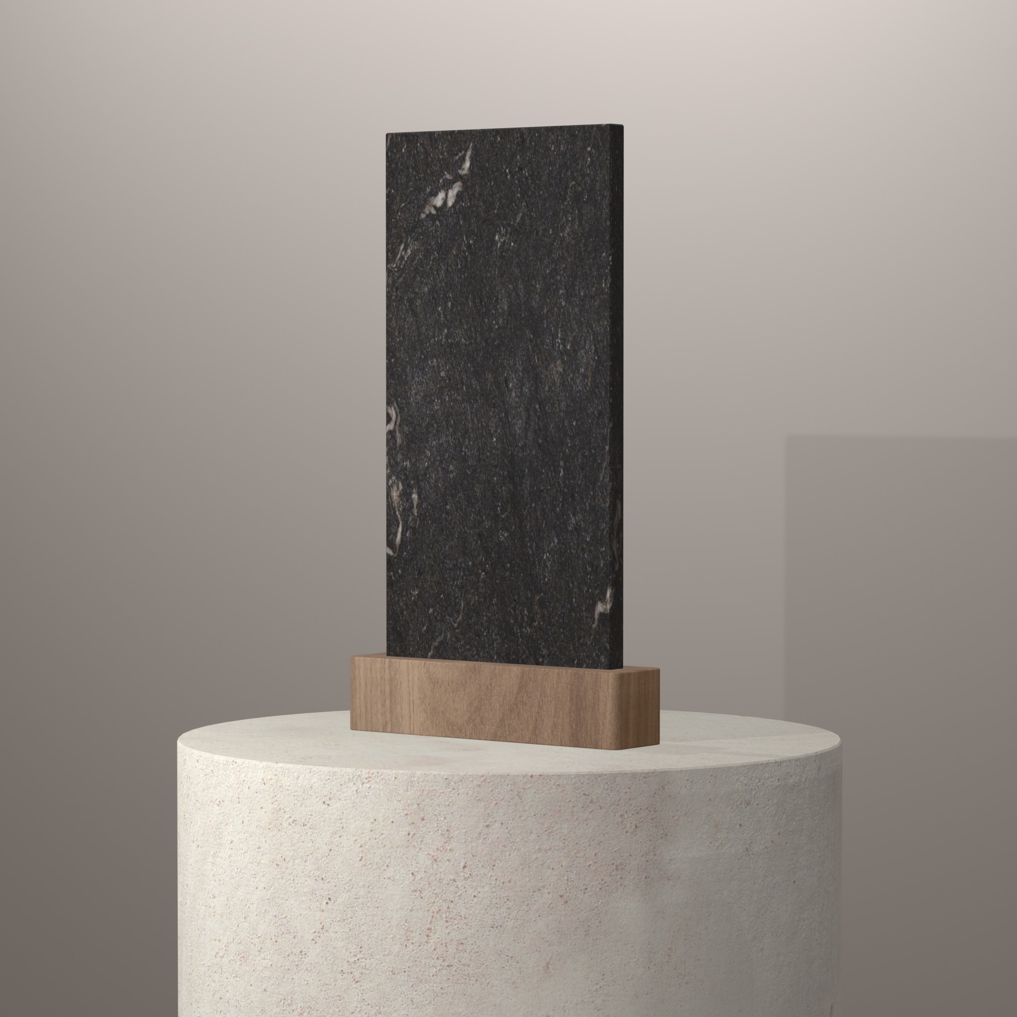 Rendu 3D du coloris Alps Glitter en Granit sur piédestal