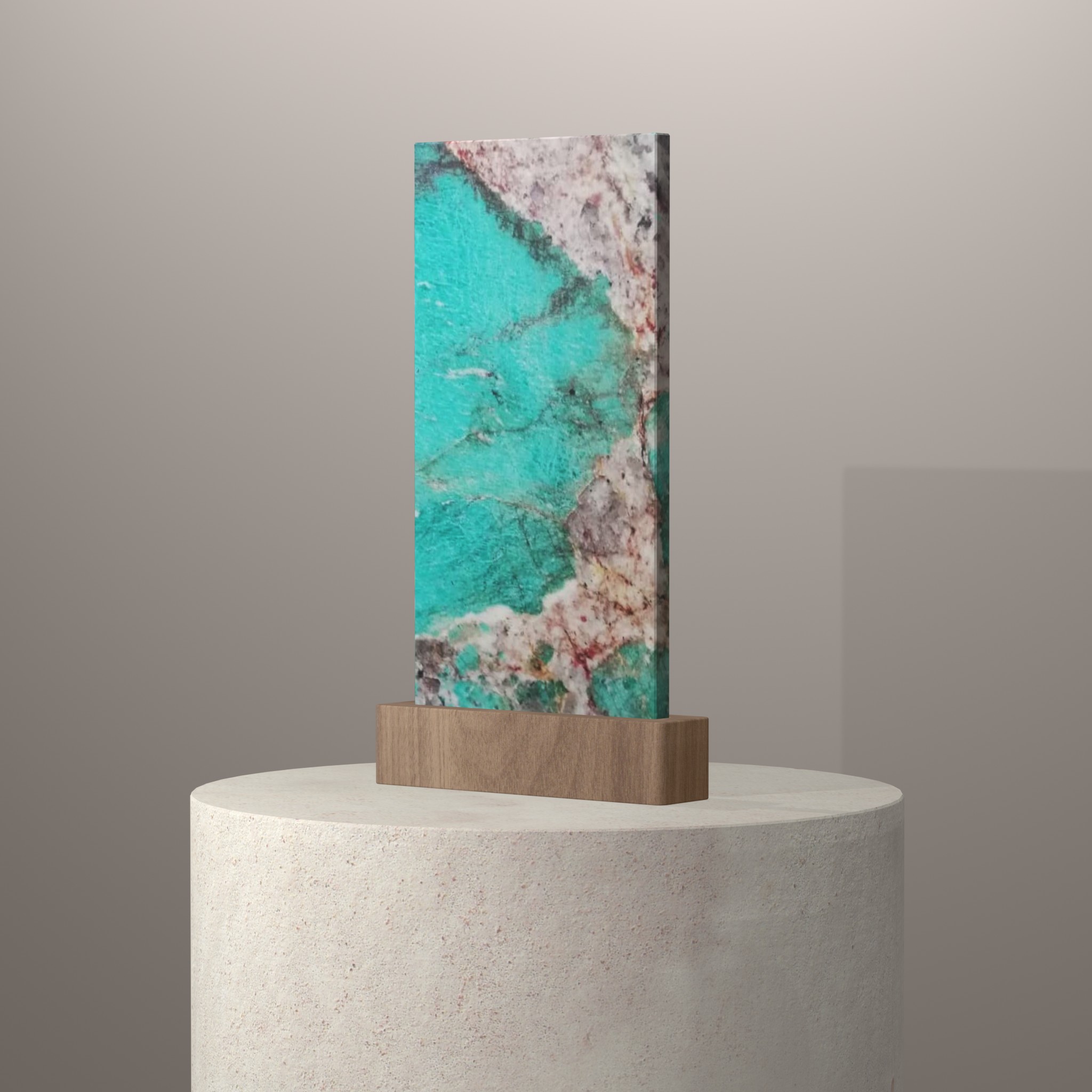 Rendu 3D du coloris Amazonite en Granit sur piédestal