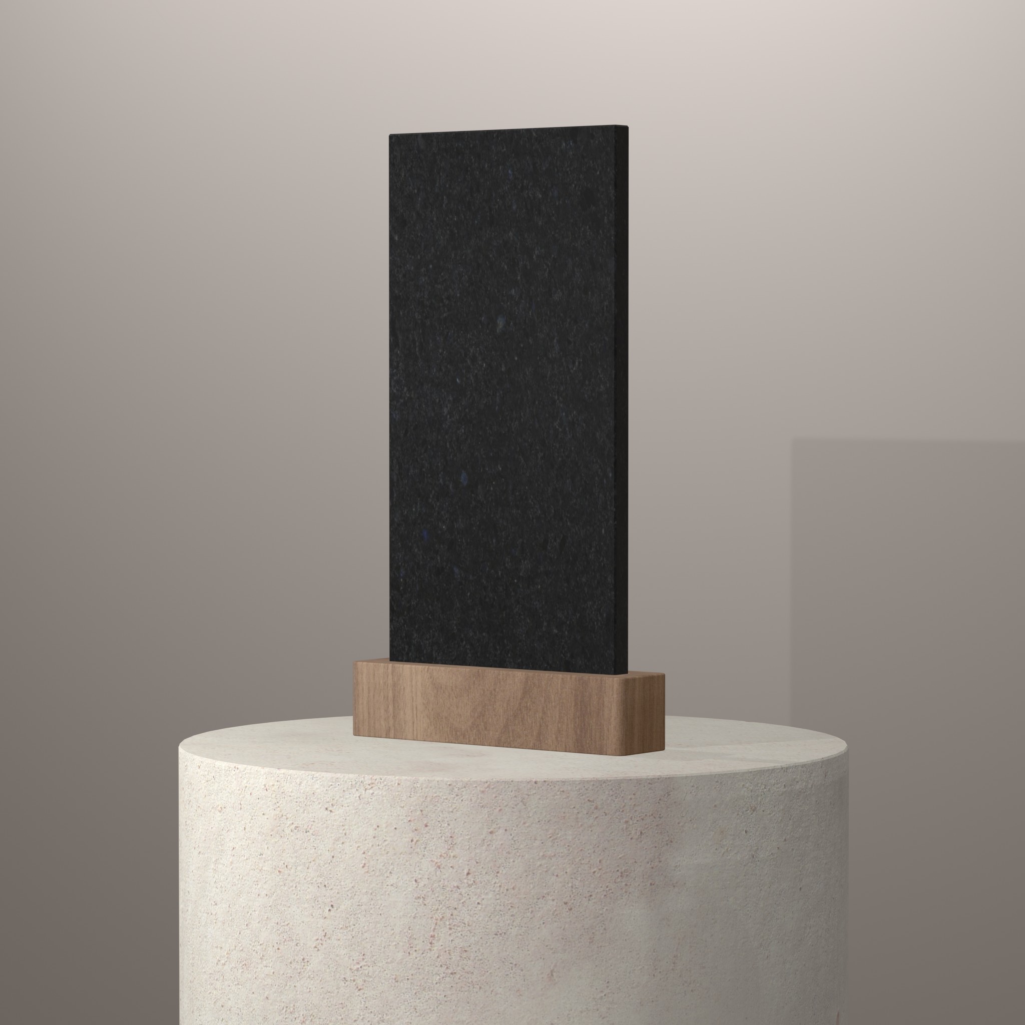 Rendu 3D du coloris Artic Blue en Granit sur piédestal