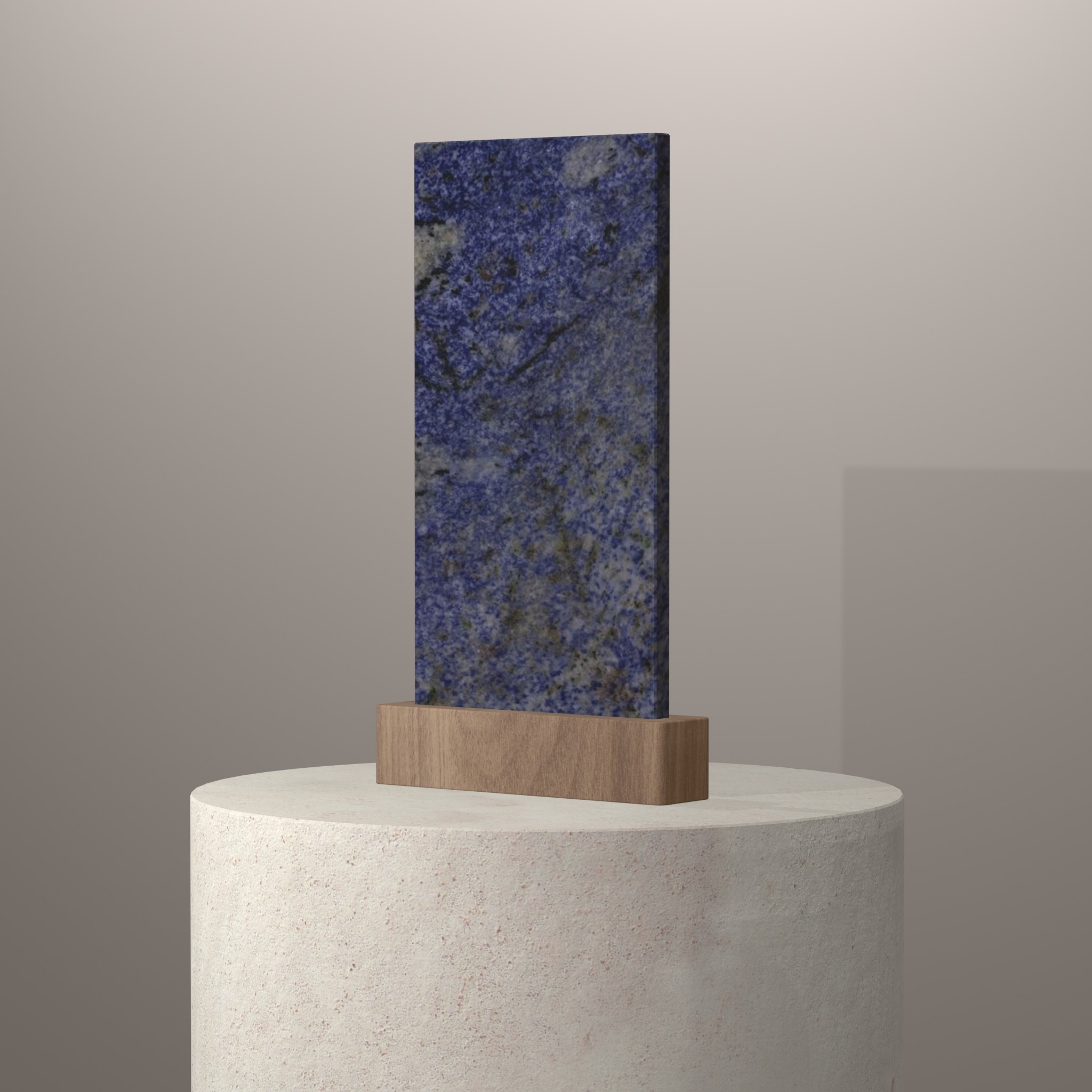 Rendu 3D du coloris Azul Bahia en Granit sur piédestal