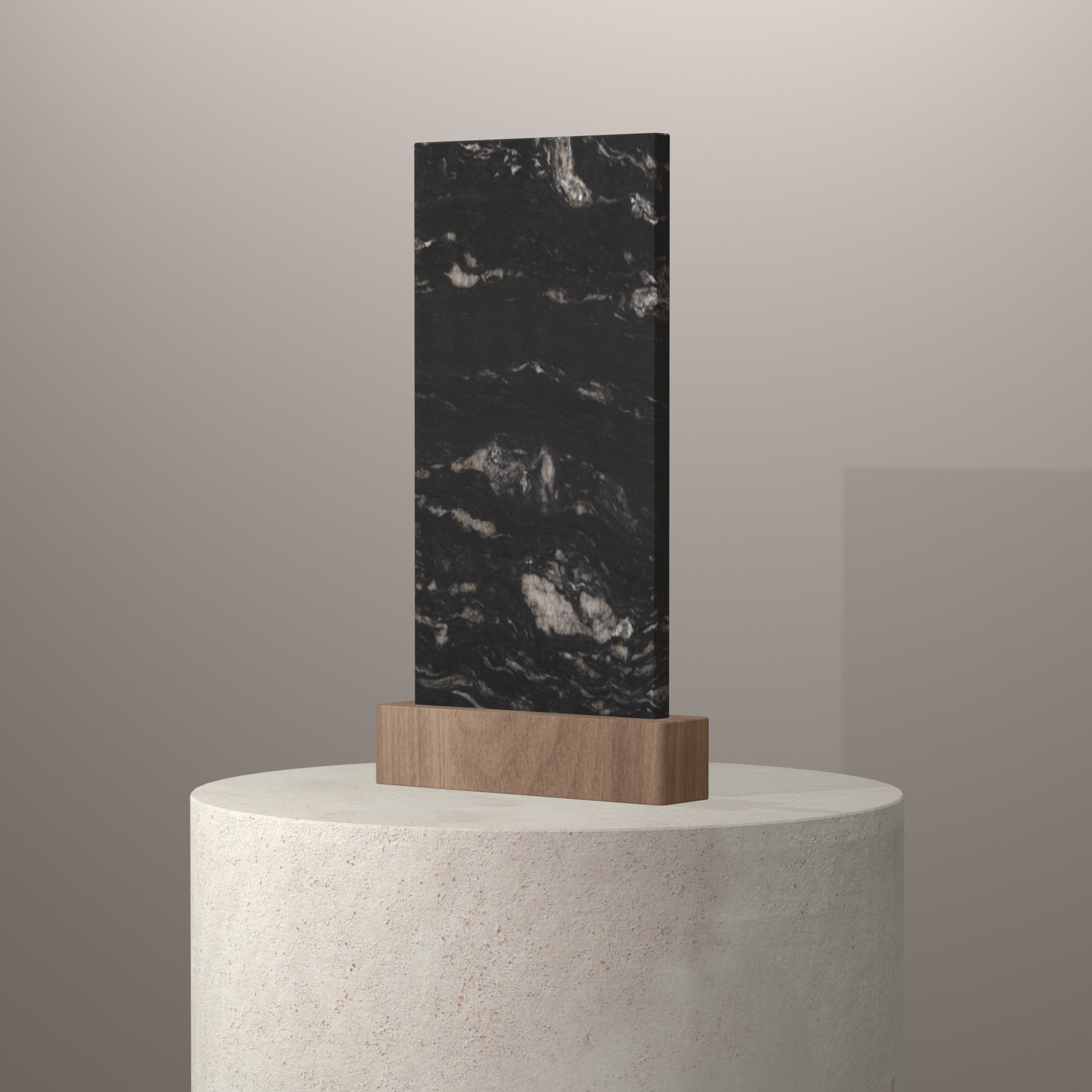 Rendu 3D du coloris Black Cosmic sur piédestal