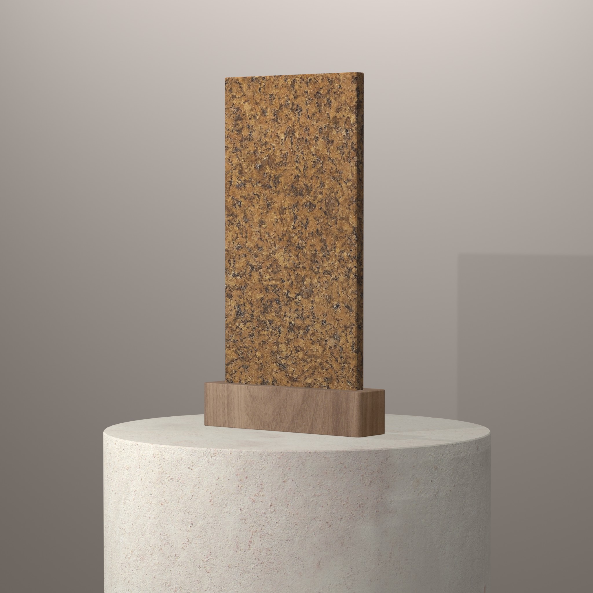 Rendu 3D du coloris Jaune Antico en Granit sur piédestal