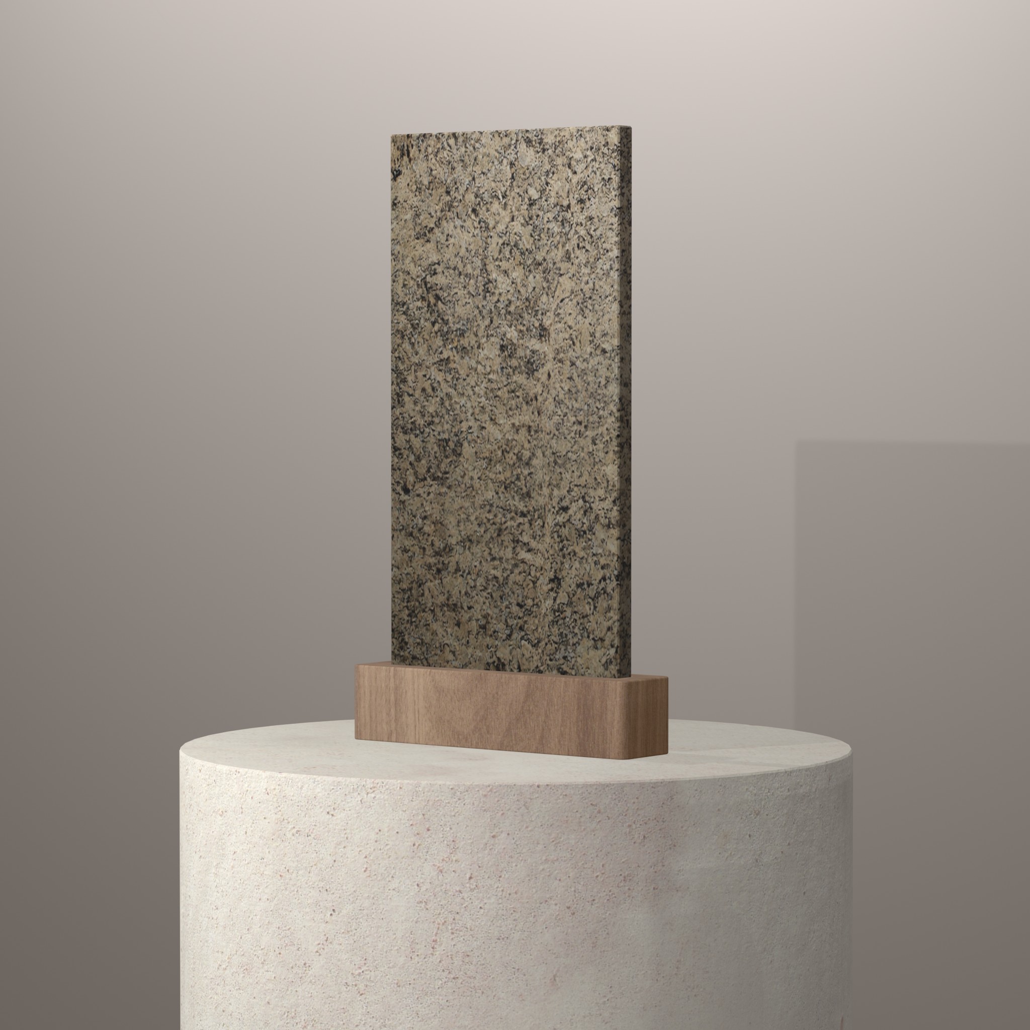 Rendu 3D du coloris Jaune Santa Cecília en Granit sur piédestal