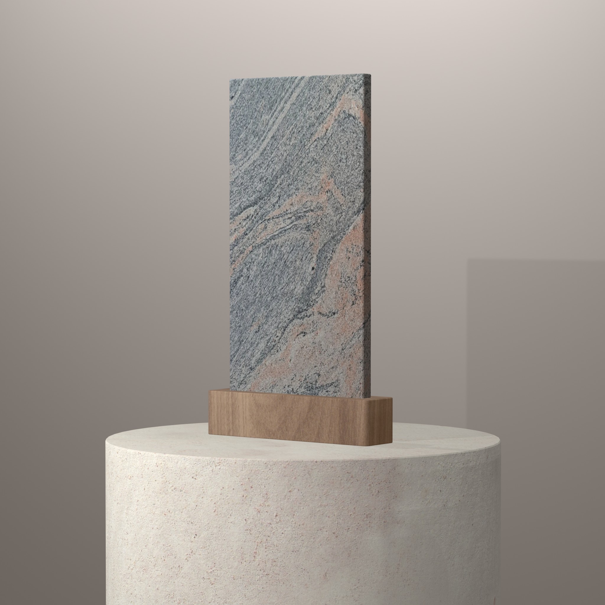 Rendu 3D du coloris Juparaná Indian en Granit sur piédestal