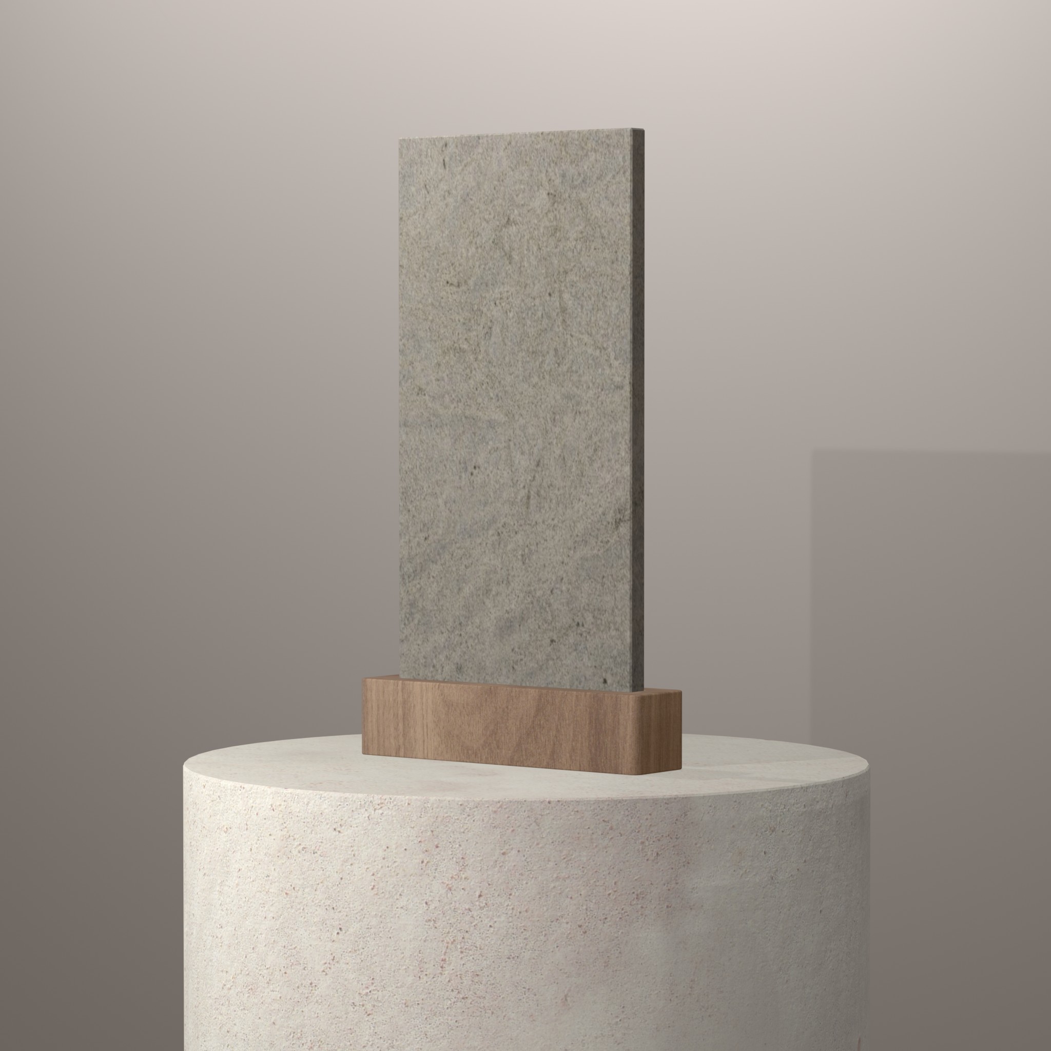 Rendu 3D du coloris Kashmir White sur piédestal