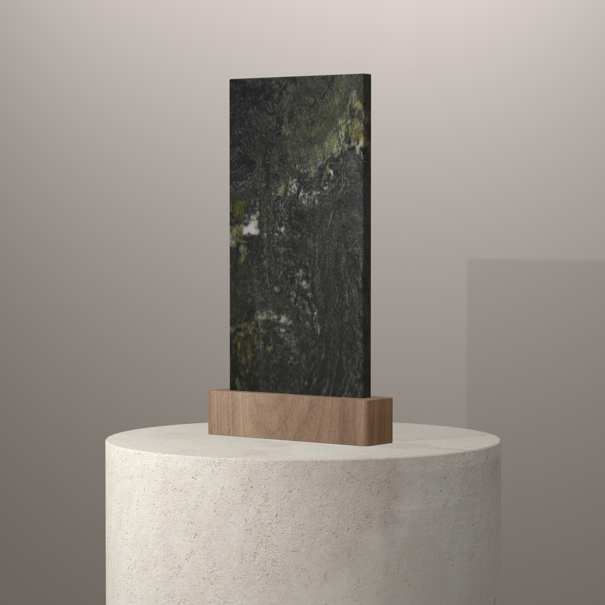 Rendu 3D du coloris Pannonia Grun sur piédestal