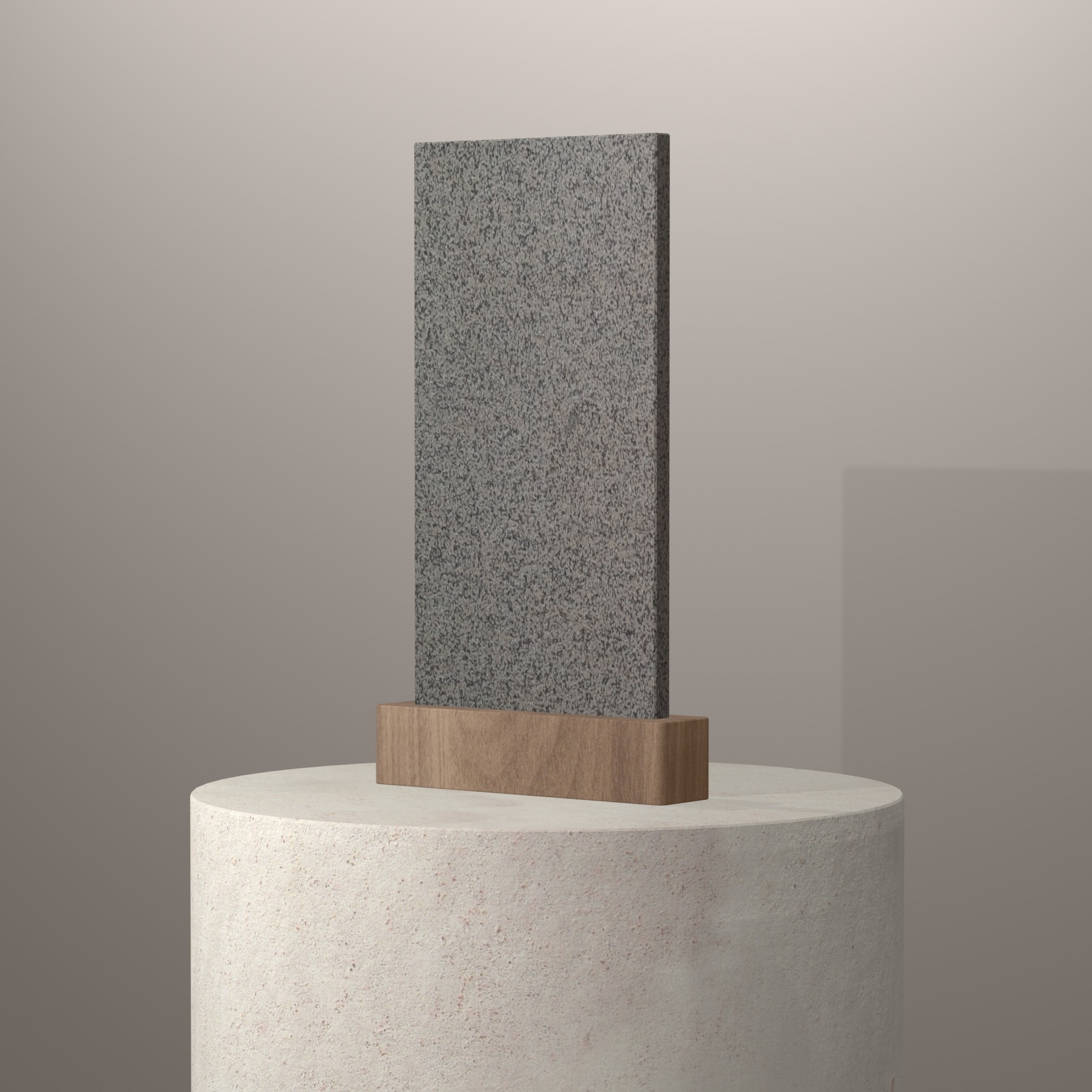 Rendu 3D du coloris Rosa Monção en Granit sur piédestal