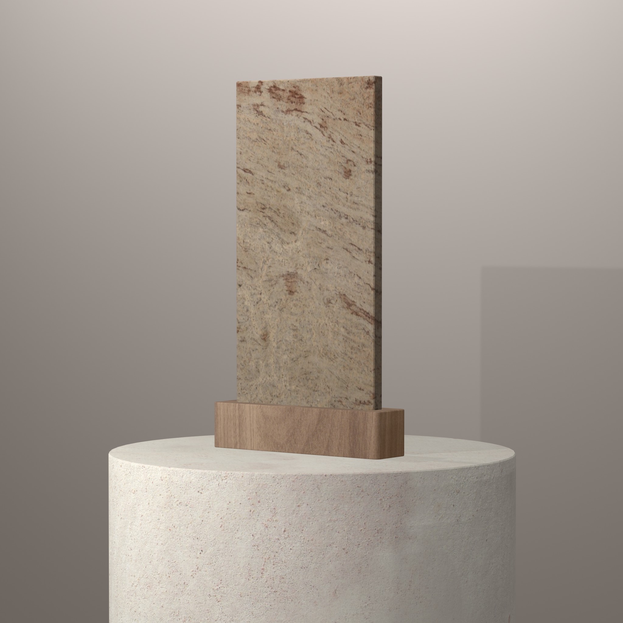 Rendu 3D du coloris Shivakashi en Granit sur piédestal