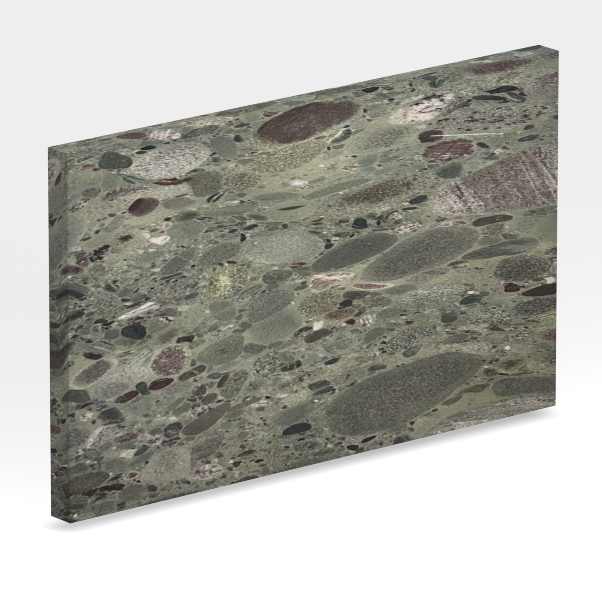 Rendu 3D de la tranche du coloris Vert Twister en Granit