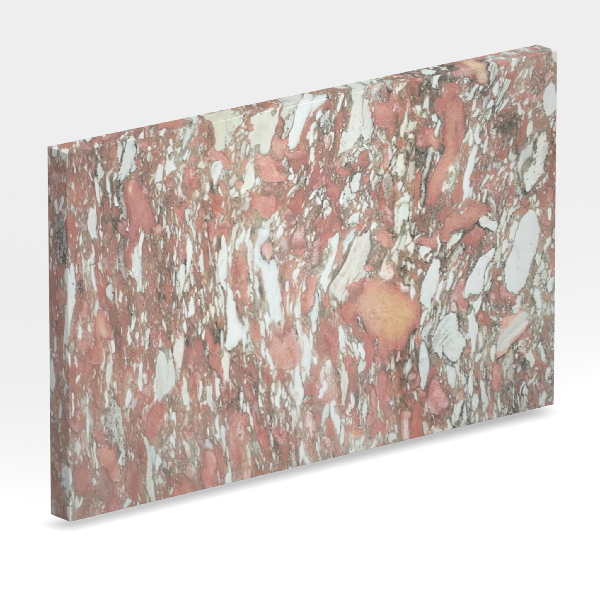 Rendu 3D de la tranche du coloris Rose Bescato en Marbre Texta