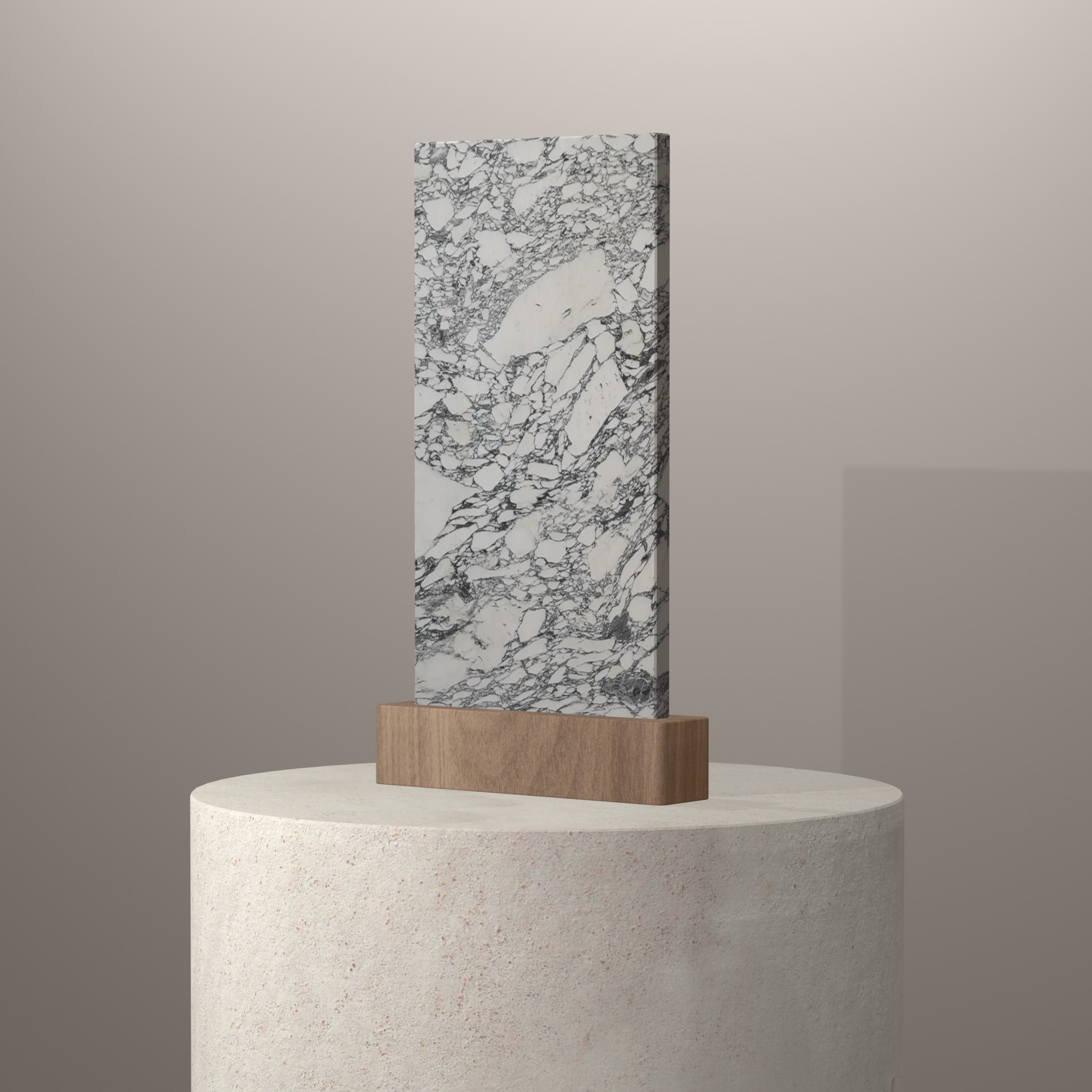 Rendu 3D du coloris Arabescato en Marbre sur piédestal
