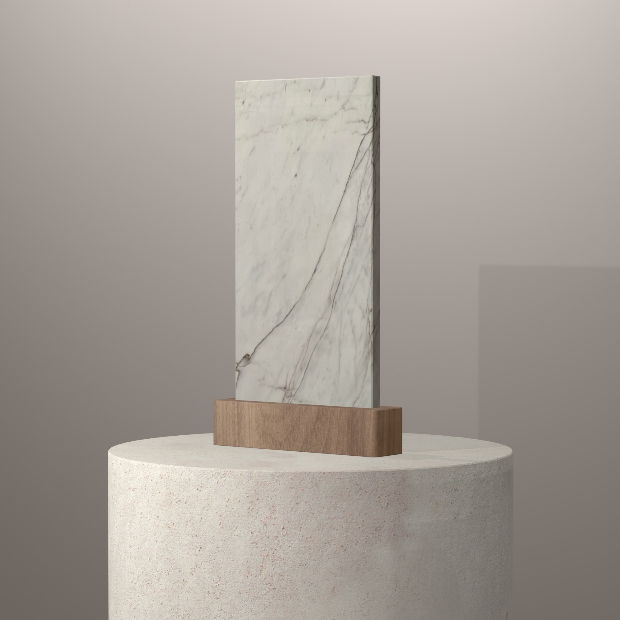 Rendu 3D du coloris Blanc Ibiza Gt en Marbre sur piédestal