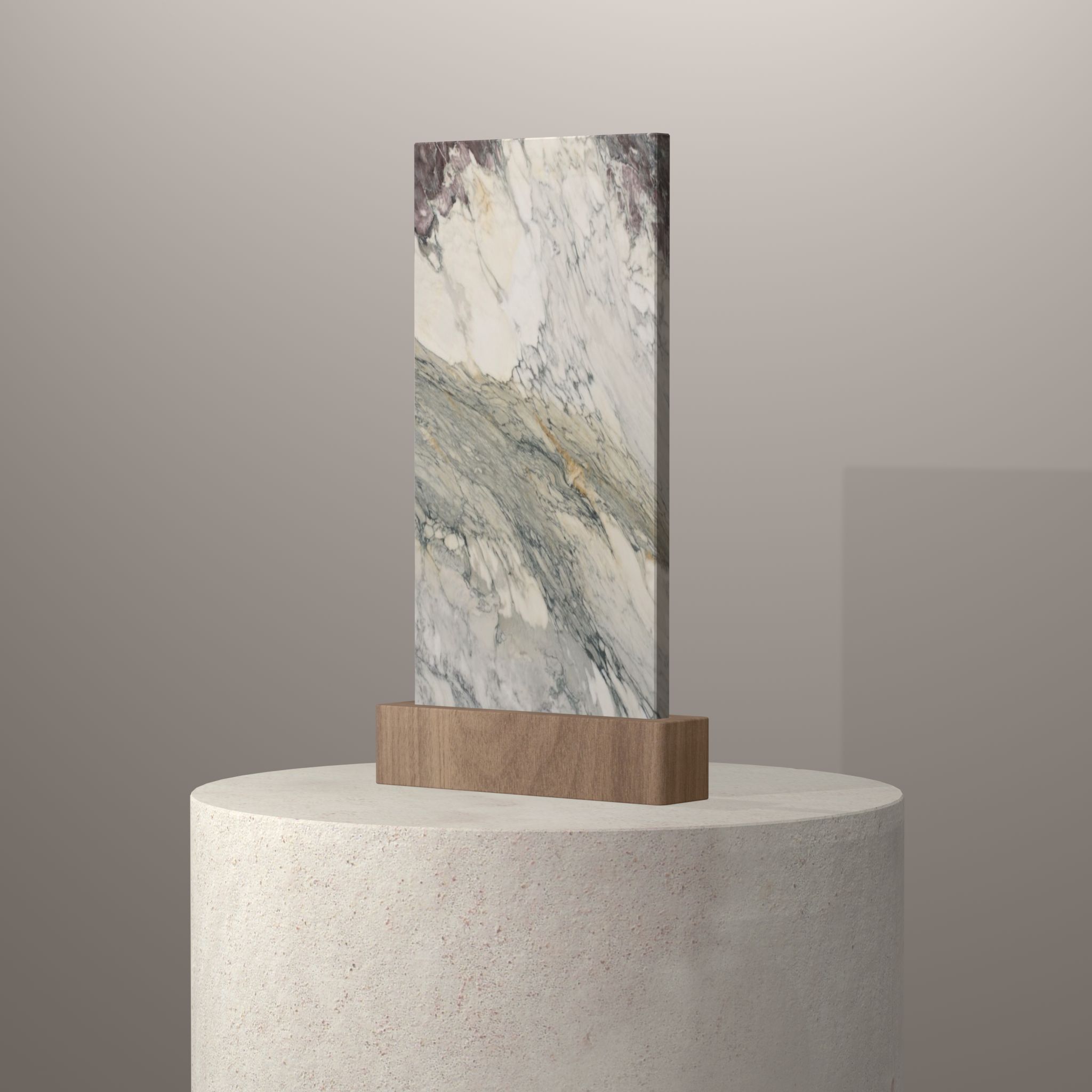 Rendu 3D du coloris Breccia Capraia en Marbre sur piédestal