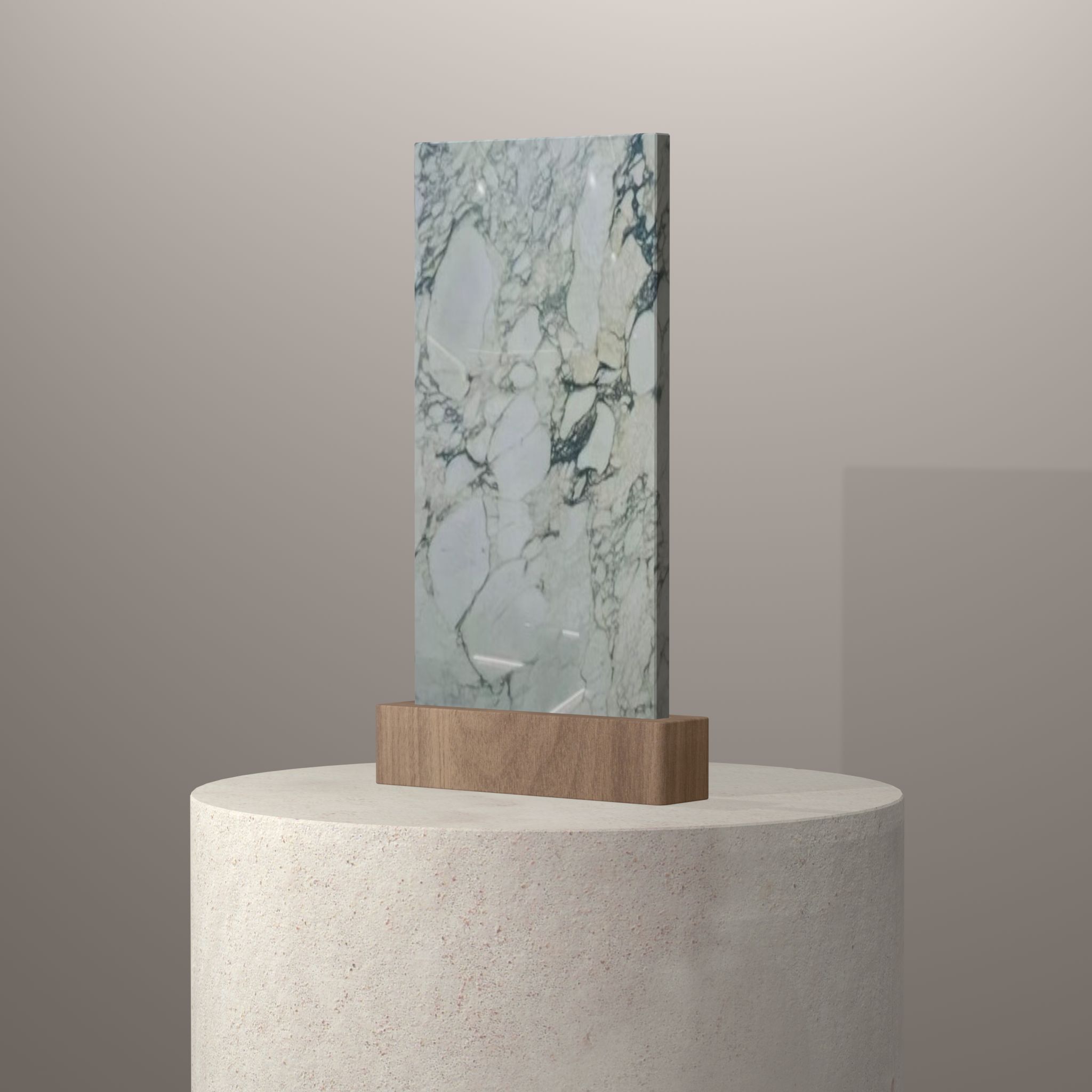 Rendu 3D du coloris Calacatta Monet en Marbre sur piédestal