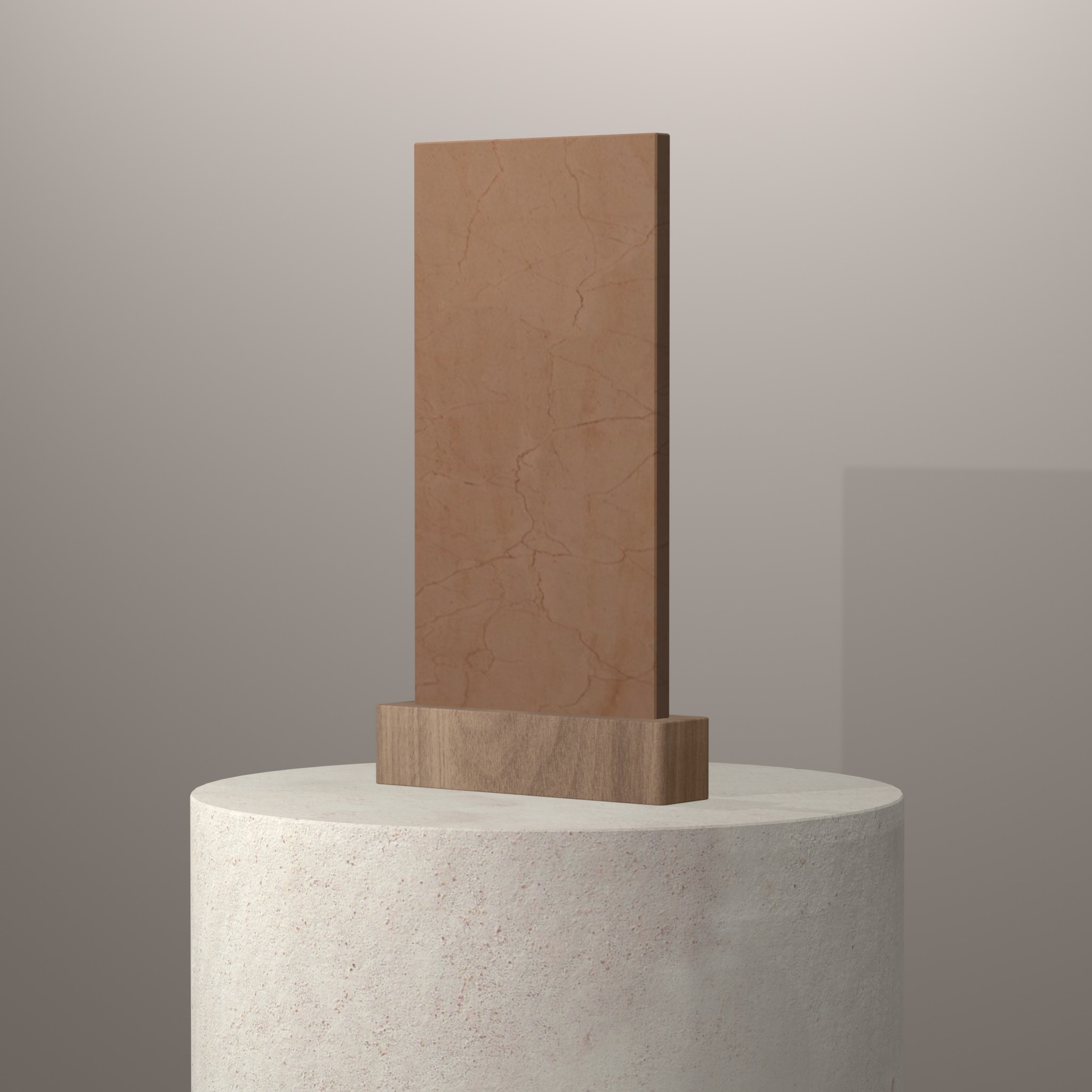 Rendu 3D du coloris Creme Dourado en Marbre sur piédestal
