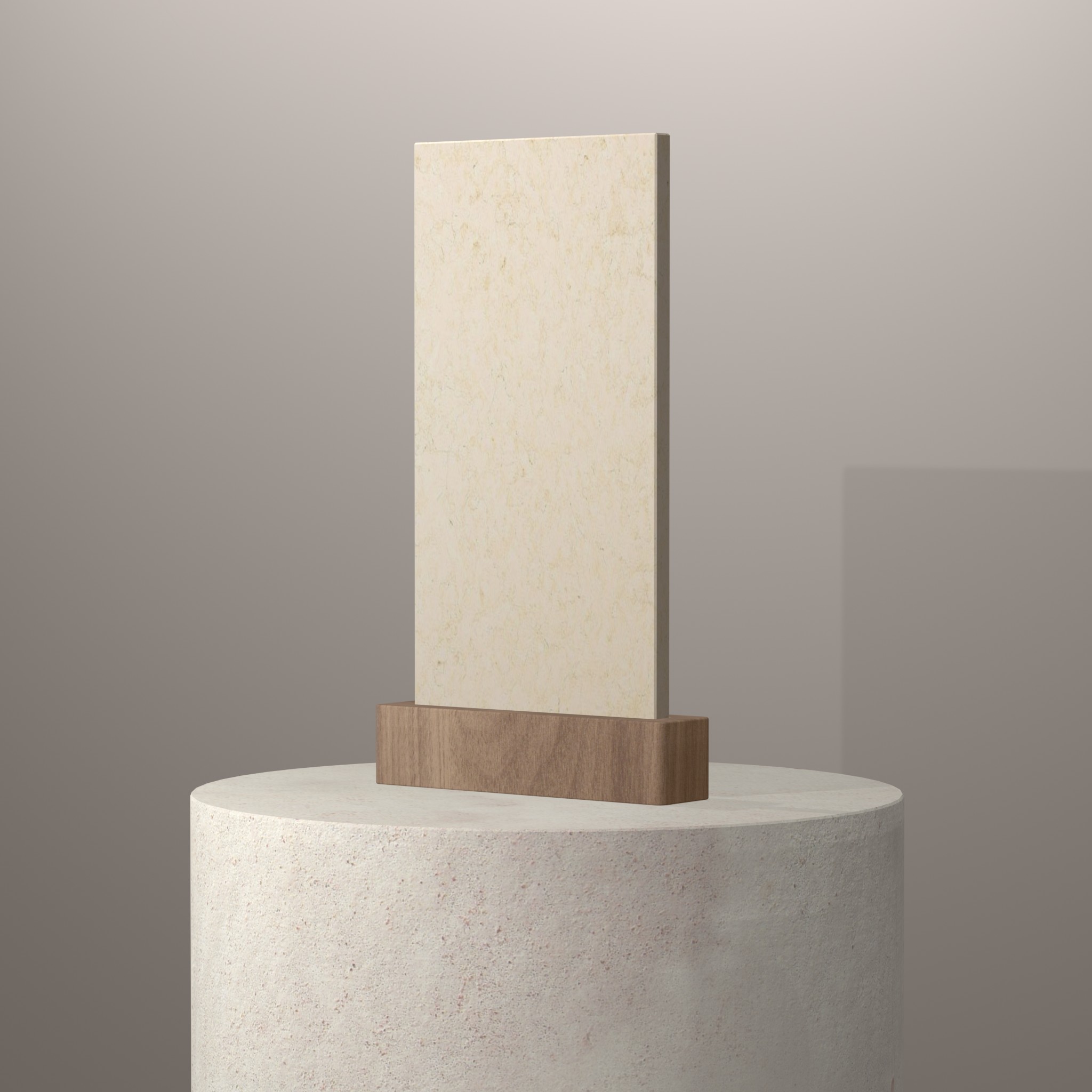 Rendu 3D du coloris Creme Sahara en Marbre sur piédestal