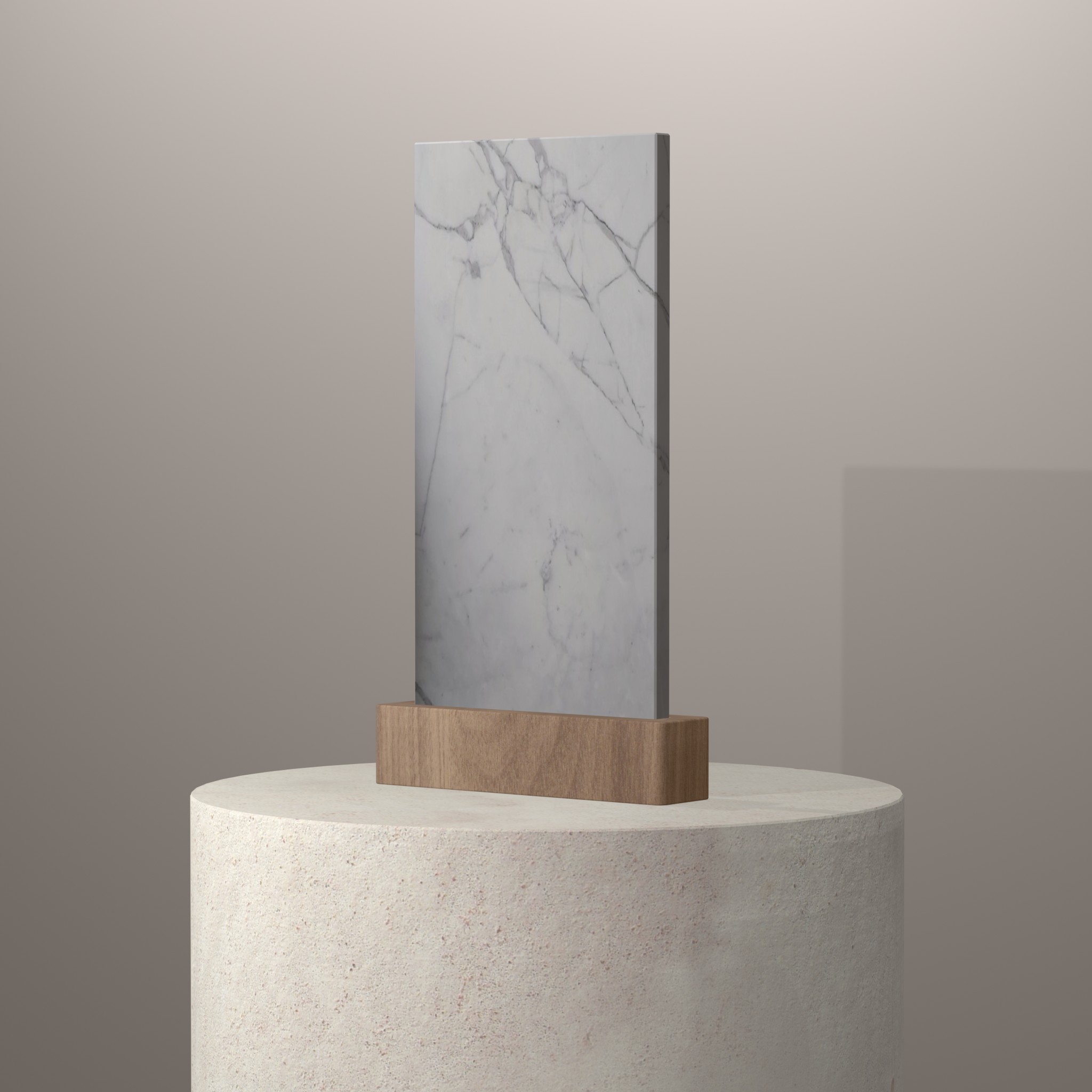 Rendu 3D du coloris Estatuario en Marbre sur piédestal