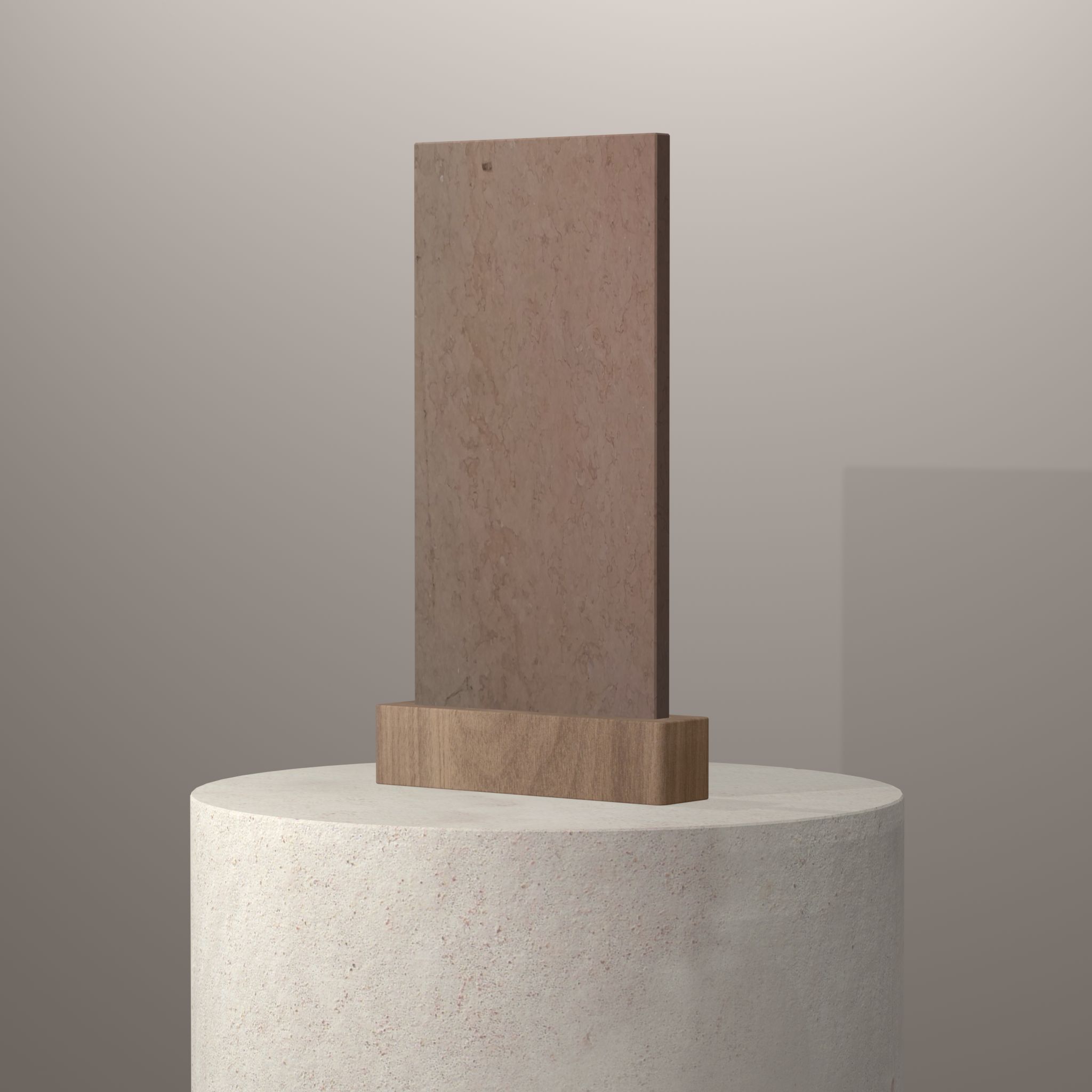 Rendu 3D du coloris Jaune Imperial en Marbre sur piédestal