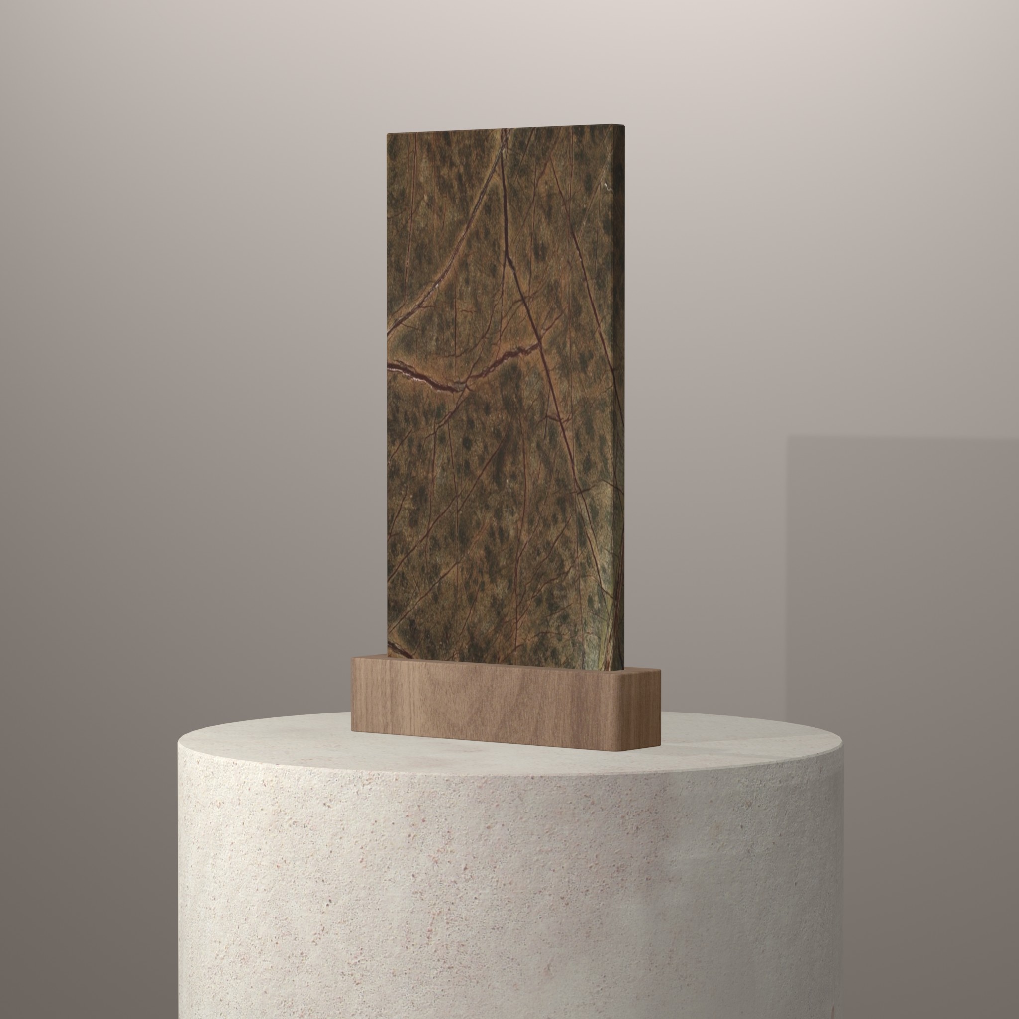 Rendu 3D du coloris Rain Forest Green en Marbre sur piédestal
