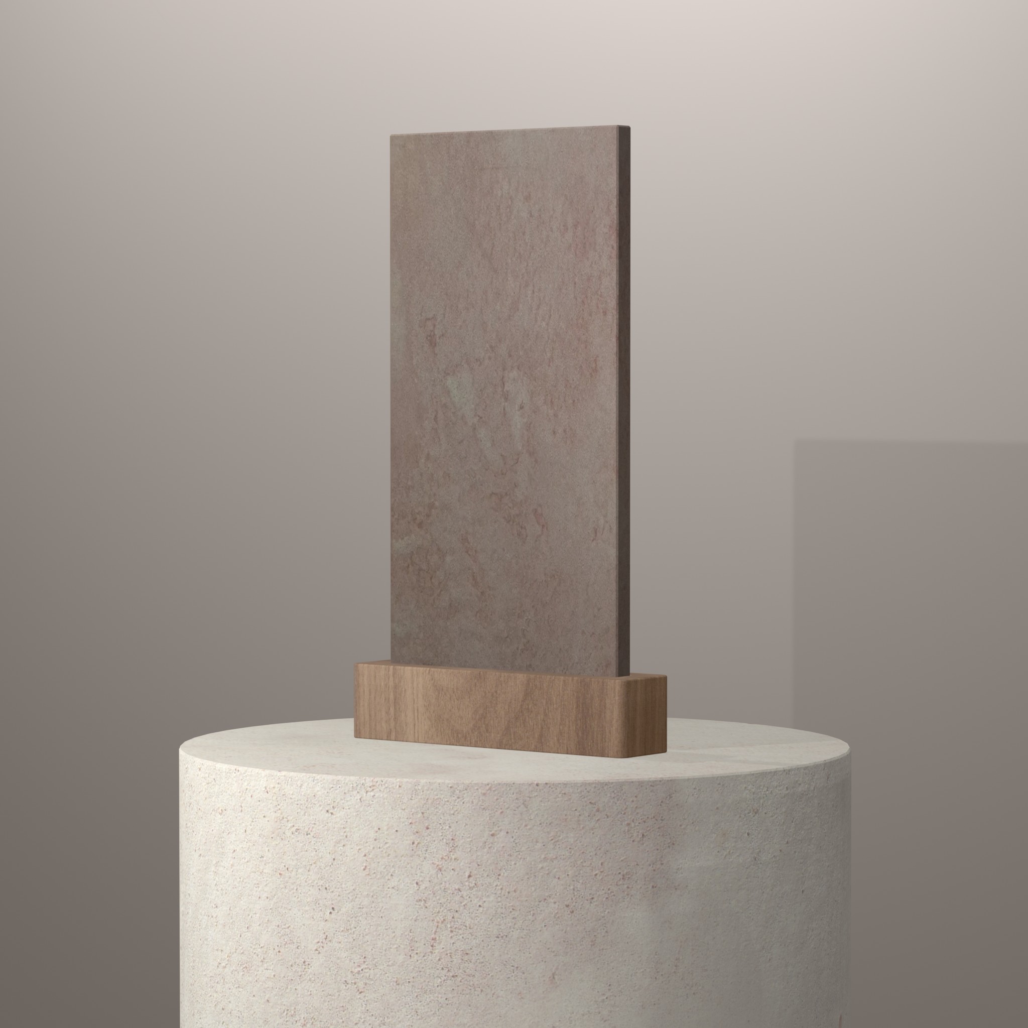 Rendu 3D du coloris Rosa Tea en Marbre sur piédestal