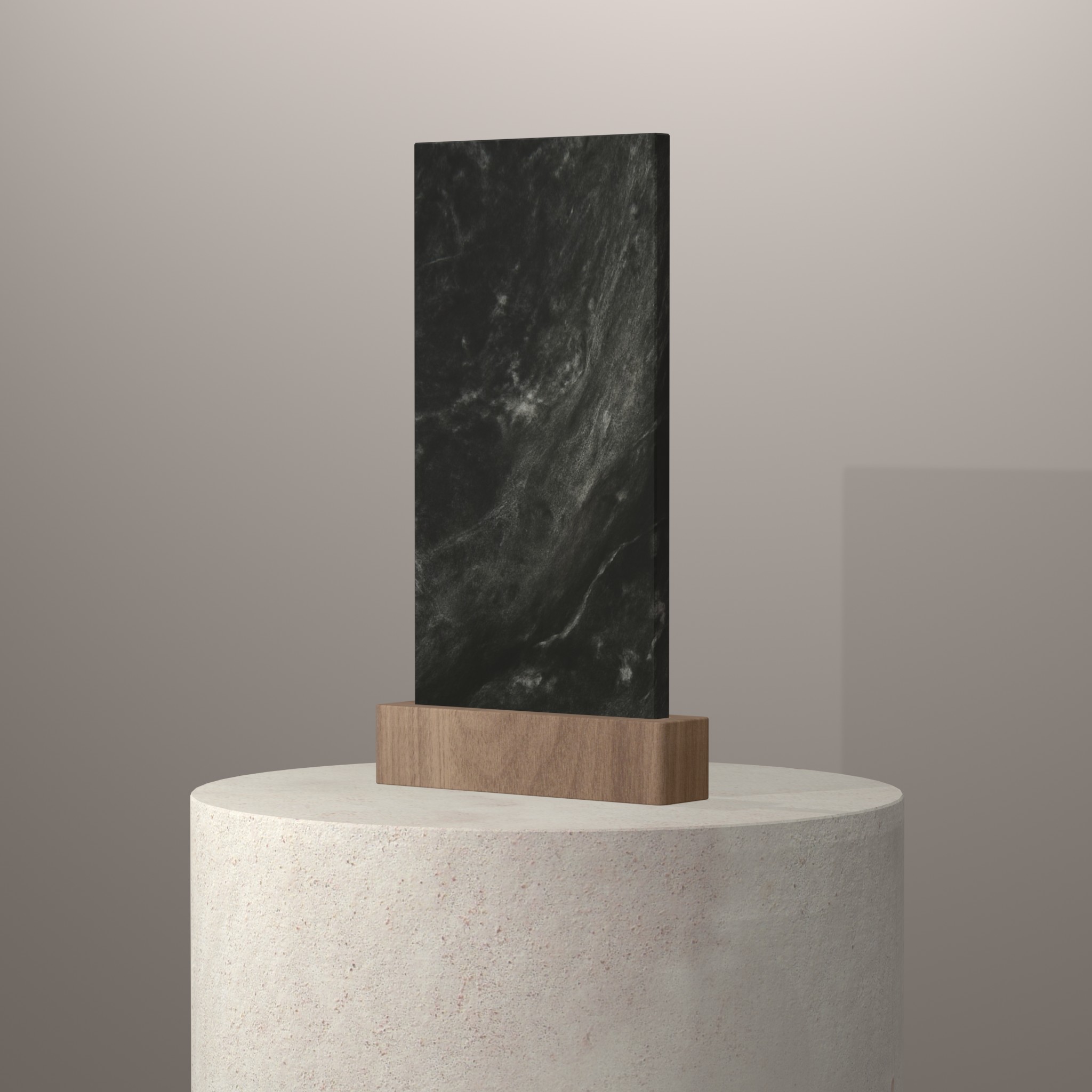 Rendu 3D du coloris Ruivina Foncé en Marbre sur piédestal